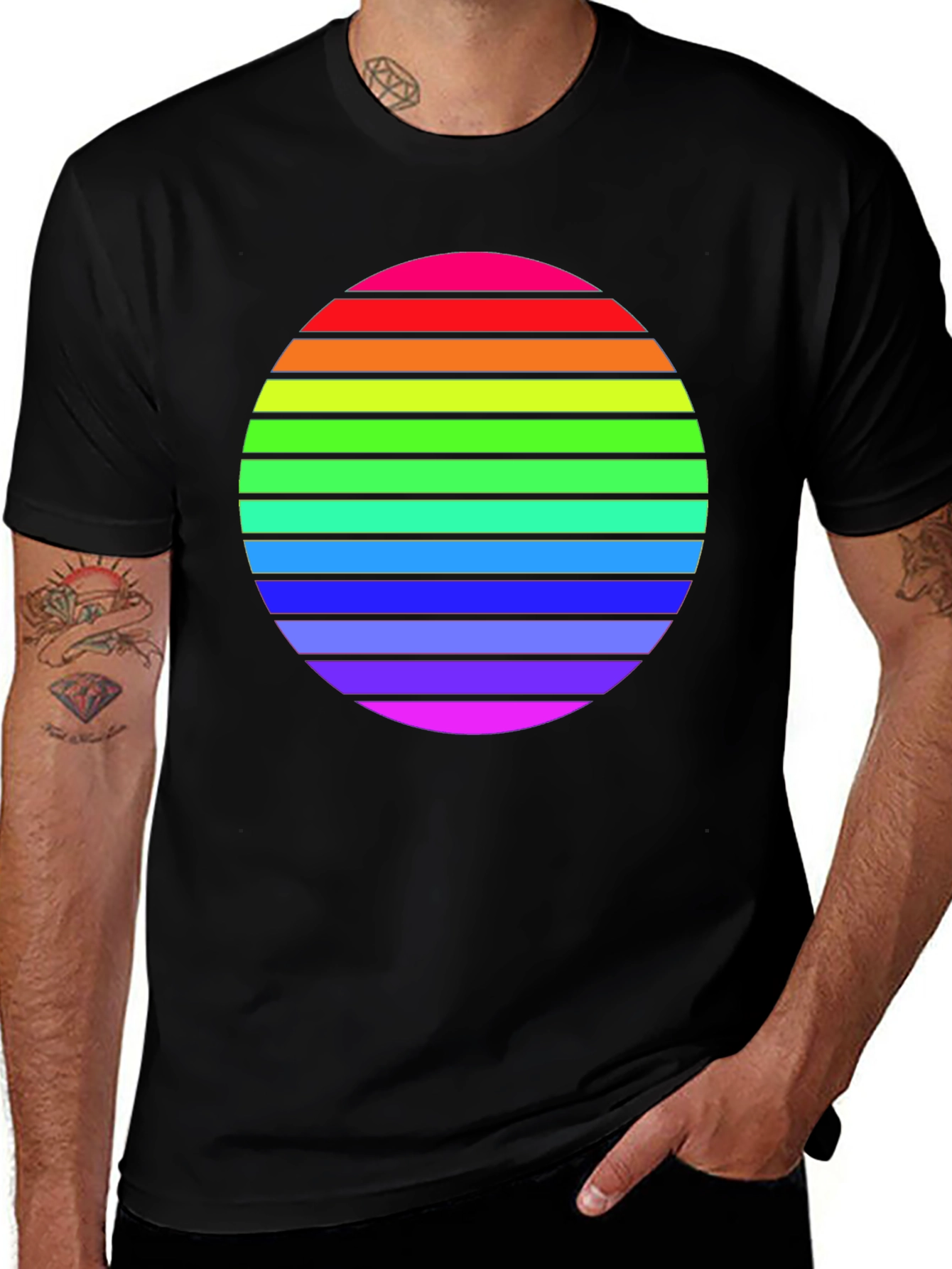 Variant 25 of Retro Rainbow Circle Graphic T-Shirt