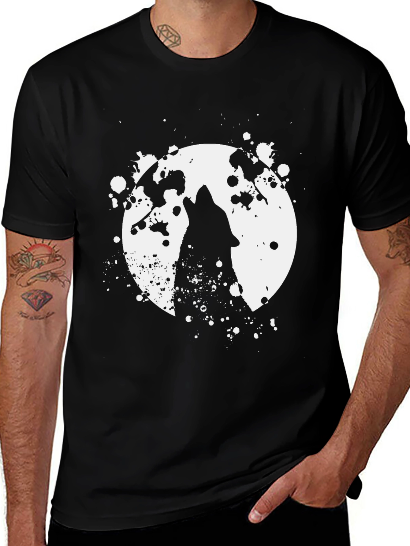 Variant 11 of Wolf Moon Graphic Tee - Black Cotton T-Shirt