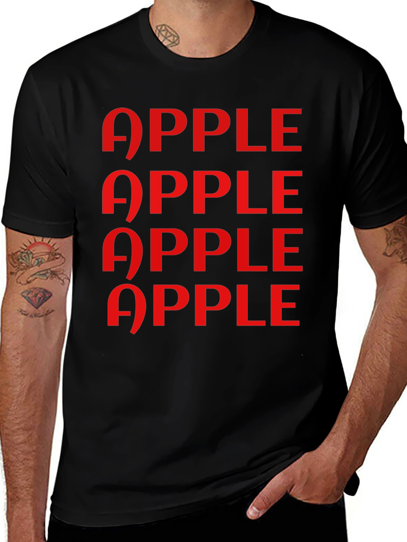 Variant 14 of Apple Pattern Graphic Tee - Classic Black T-Shirt