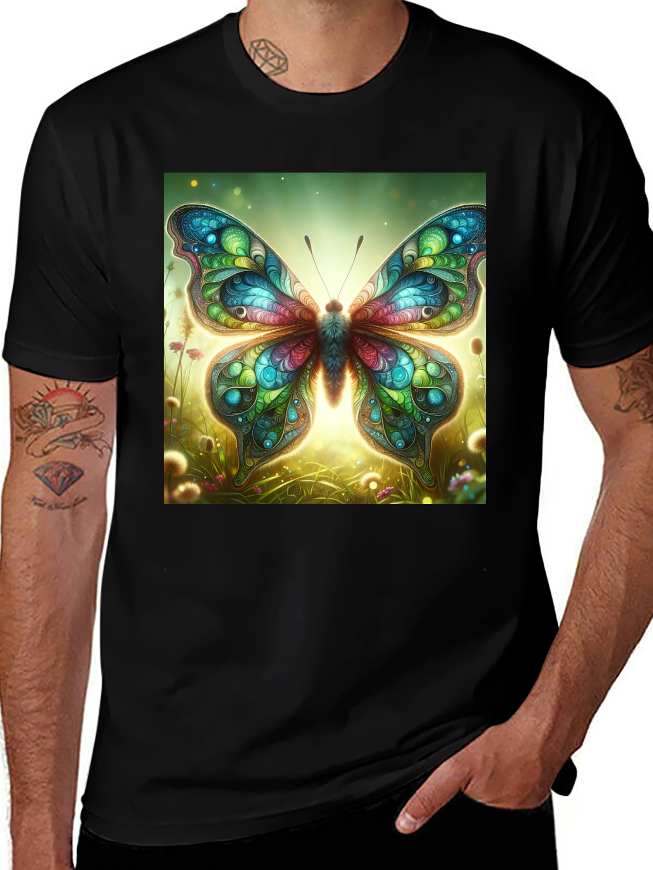 Variant 7 of Butterfly Graphic Tee - Men's Black T-Shirt