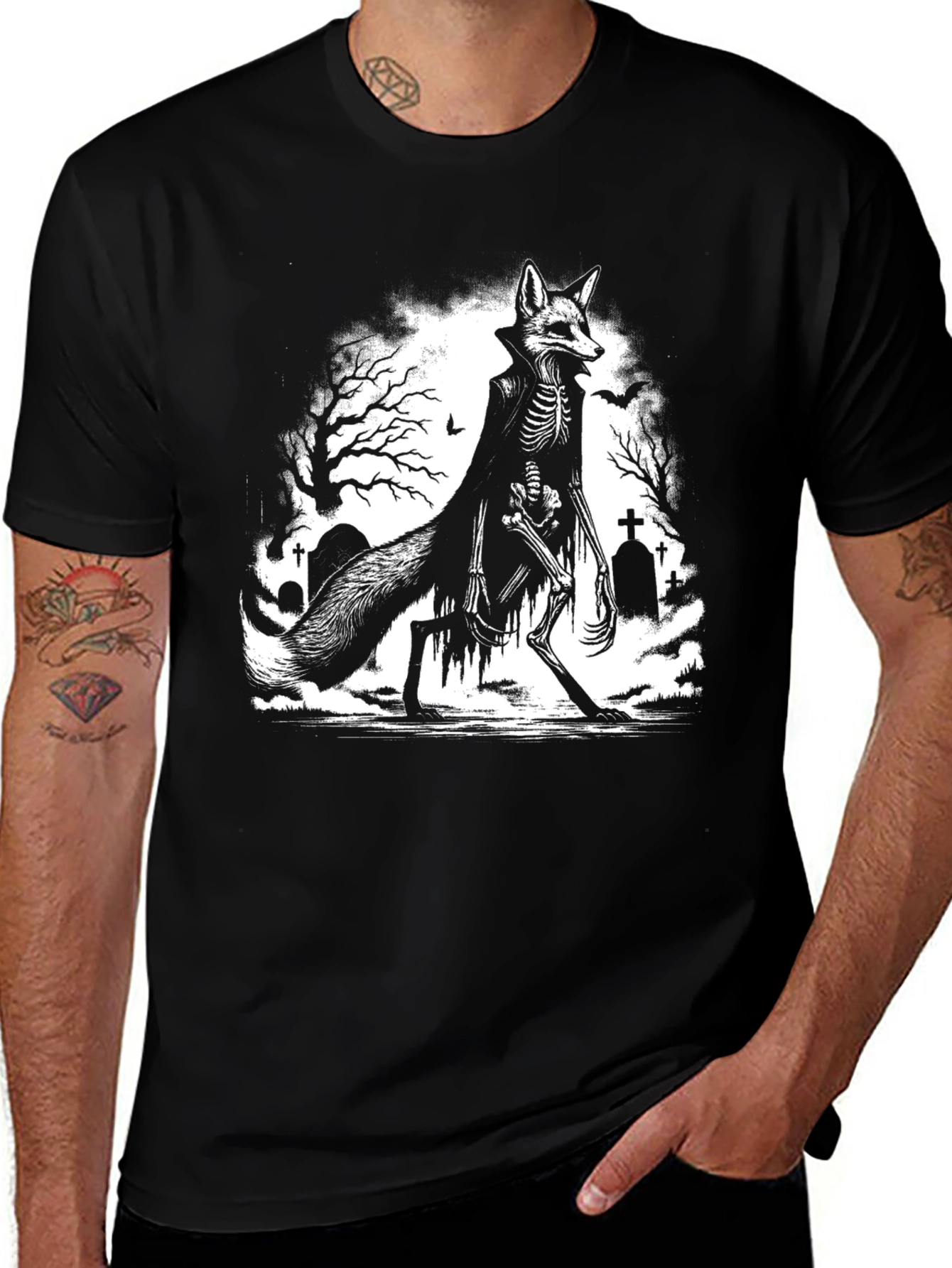 Spooky Fox Skeleton T-Shirt