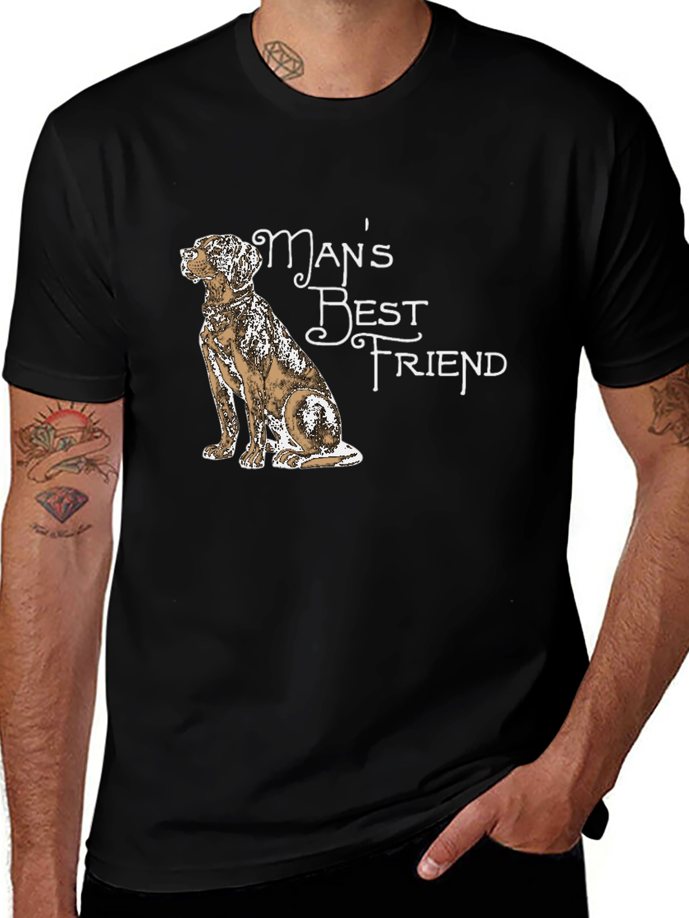 Variant 9 of Man's Best Friend Dog Graphic Tee - Black