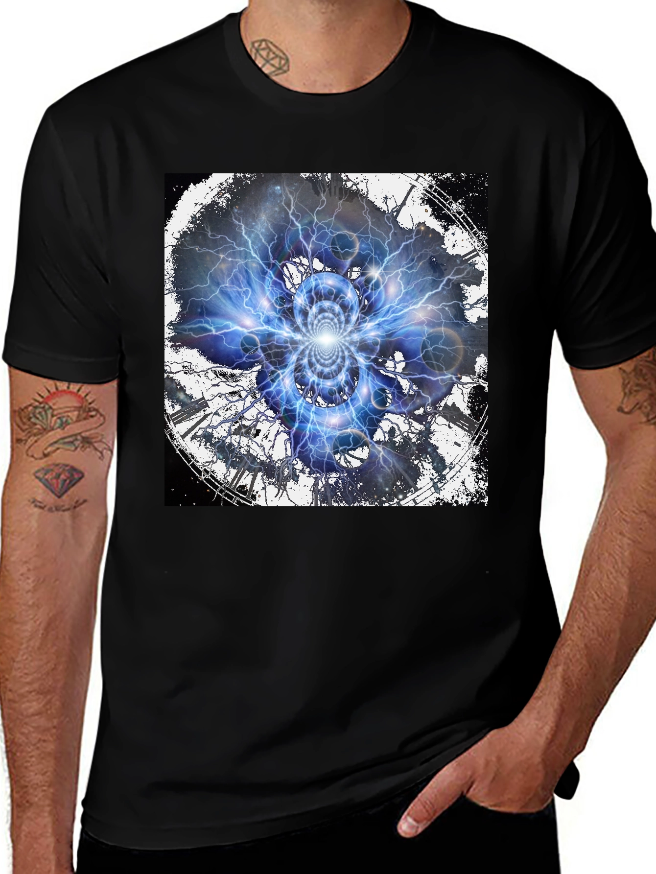Variant 23 of Electric Vortex Graphic Tee - Stylish Black Cotton Shirt