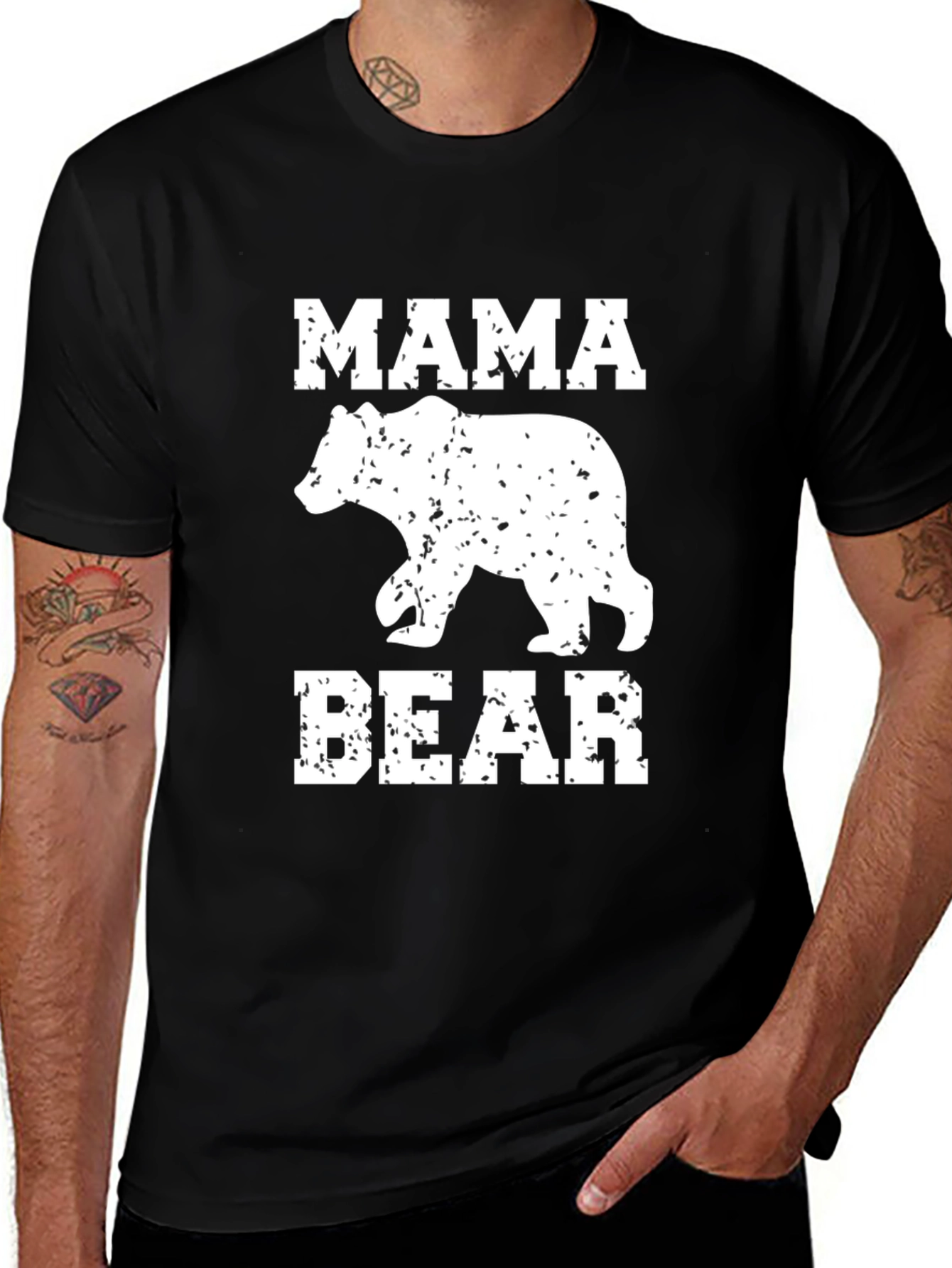 Variant 23 of Mama Bear T-Shirt - Black Cotton Tee