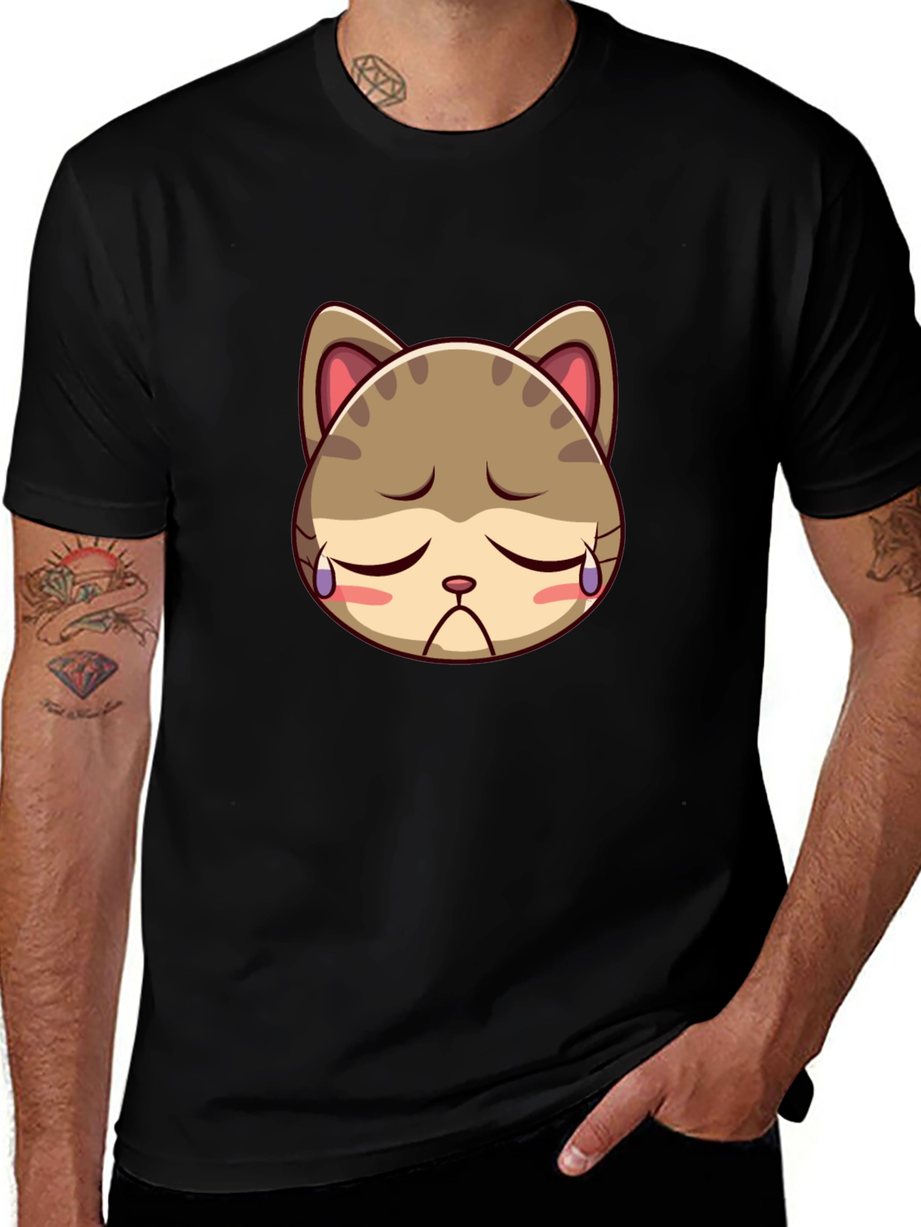Variant 4 of Sad Kitten Black T-Shirt