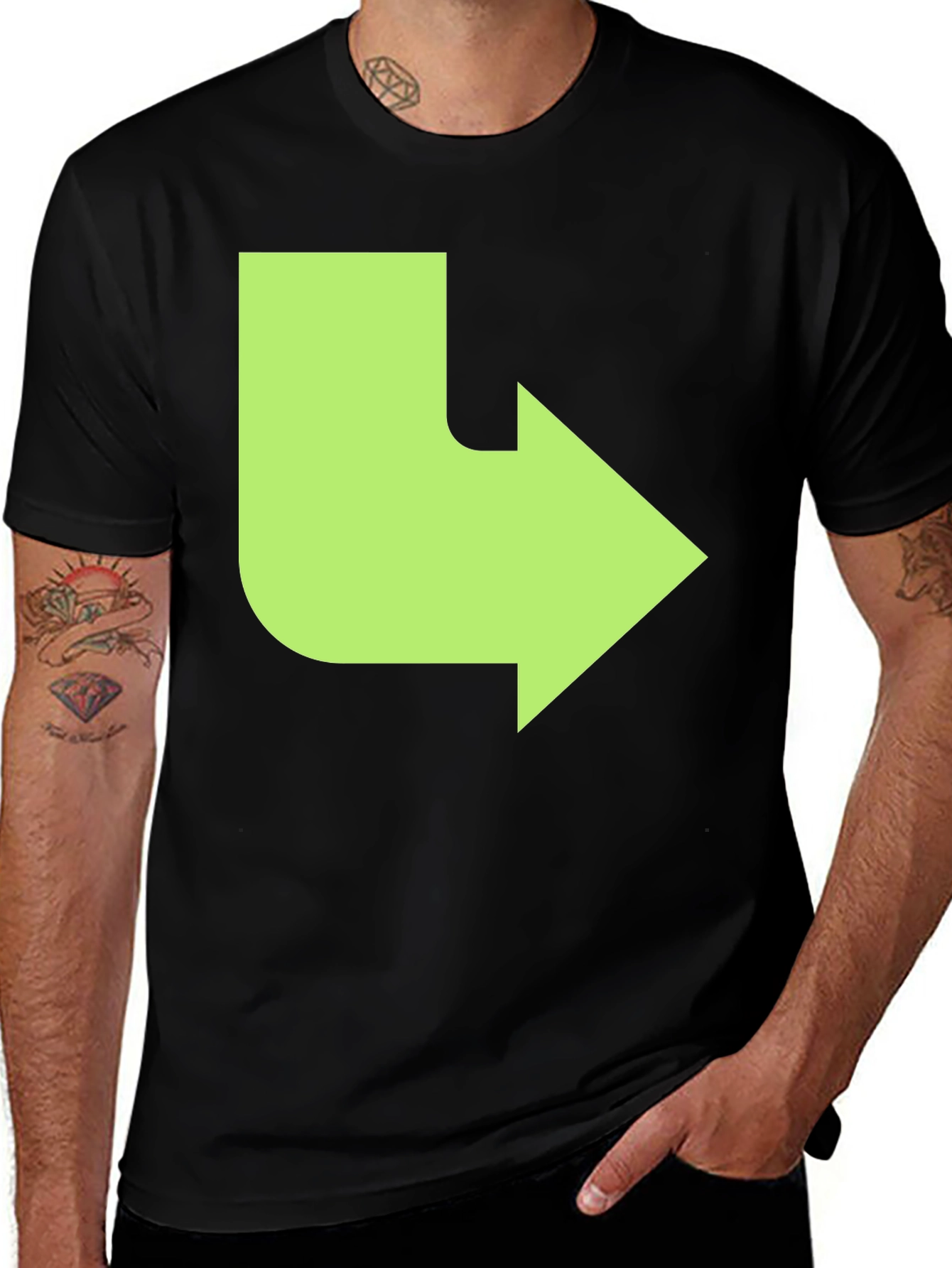 Variant 28 of Right Turn Arrow Graphic Tee - Black