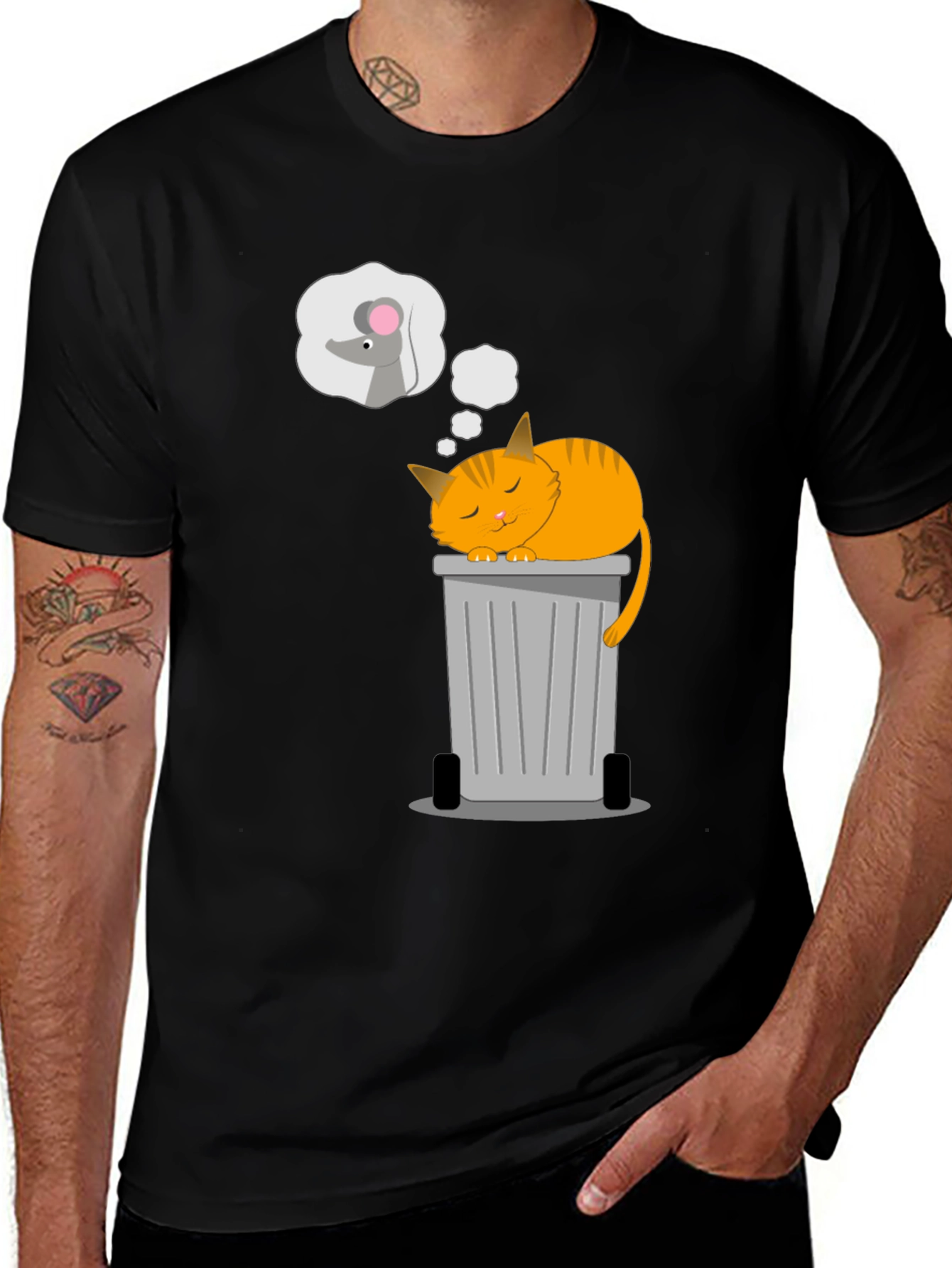 Variant 7 of Cat Nap T-Shirt: Sleepy Cat & Mouse Dreams