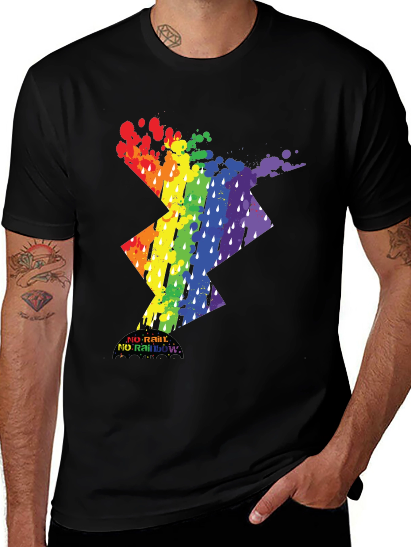 Variant 11 of Rainbow Lightning Bolt T-Shirt - No Rain, No Rainbow