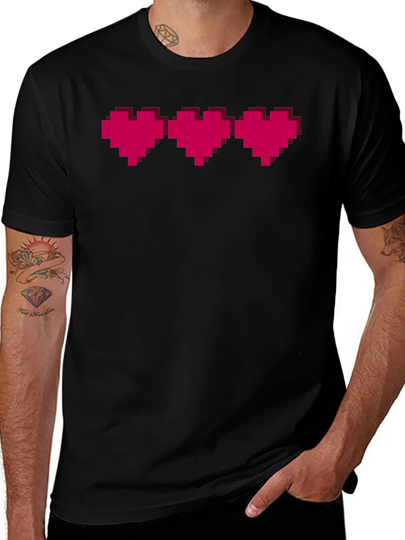 Variant 14 of Pixel Heart Gamer T-Shirt - Black Graphic Tee