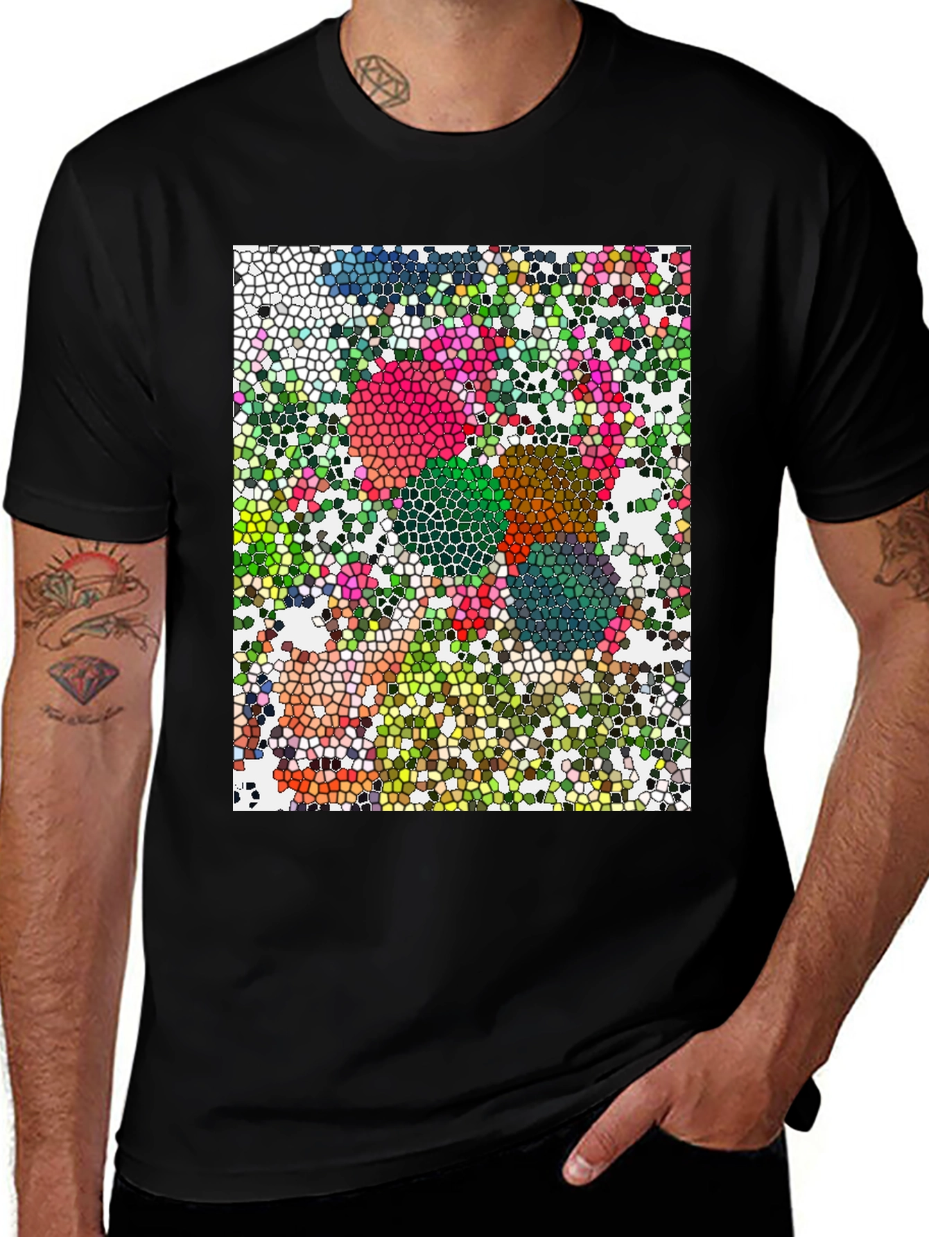 Variant 8 of Mosaic Art T-Shirt - Unique Geometric Design