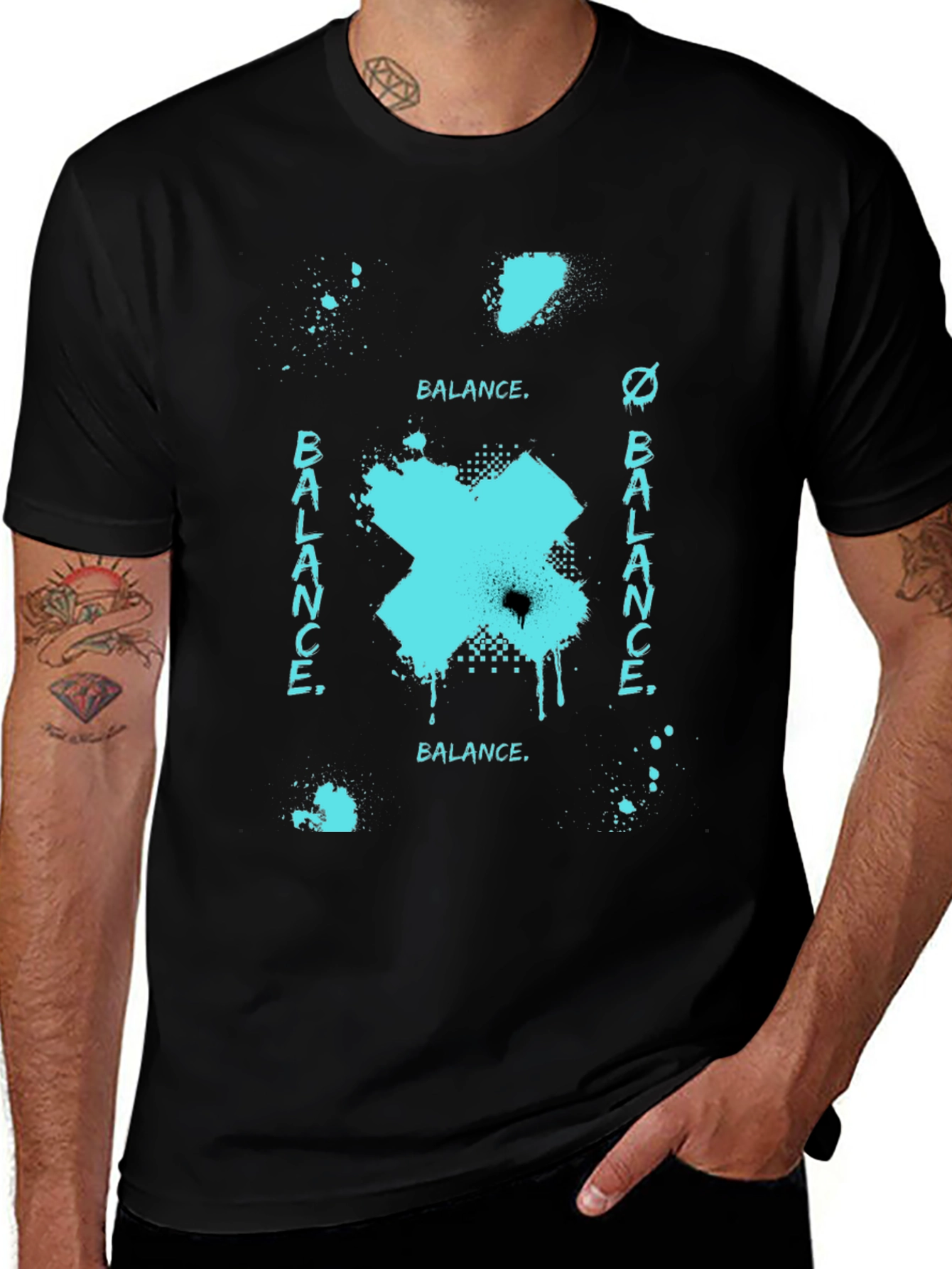 Variant 17 of Abstract Balance Graphic Black Tee