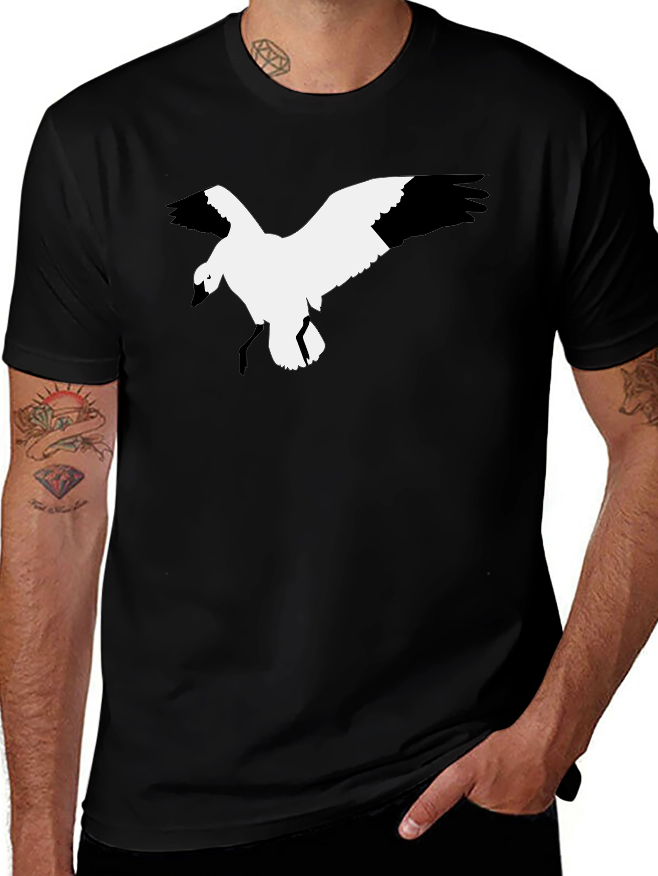 Variant 20 of Black T-Shirt with Bird Graphic