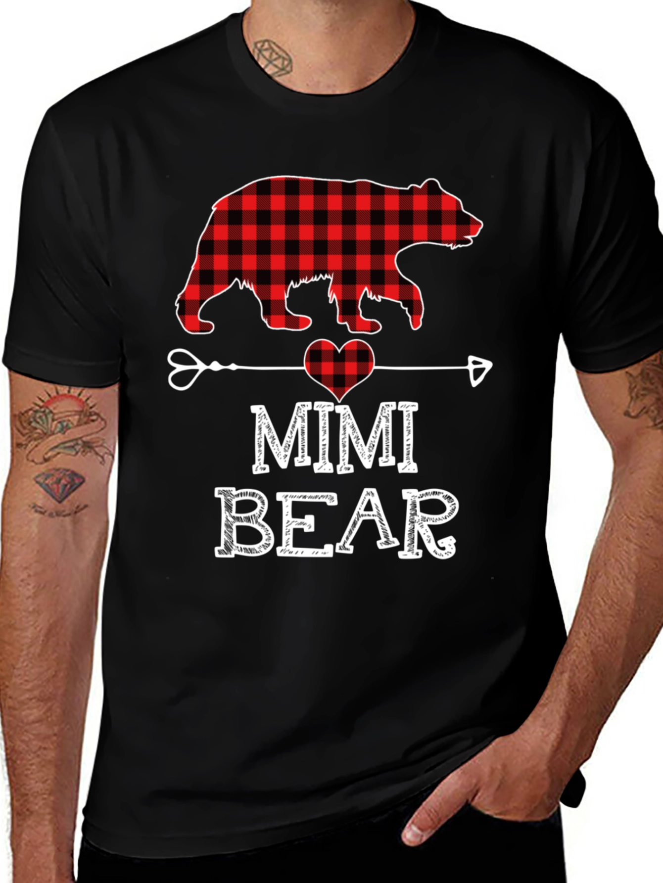 Mimi Bear Buffalo Plaid Graphic T-Shirt