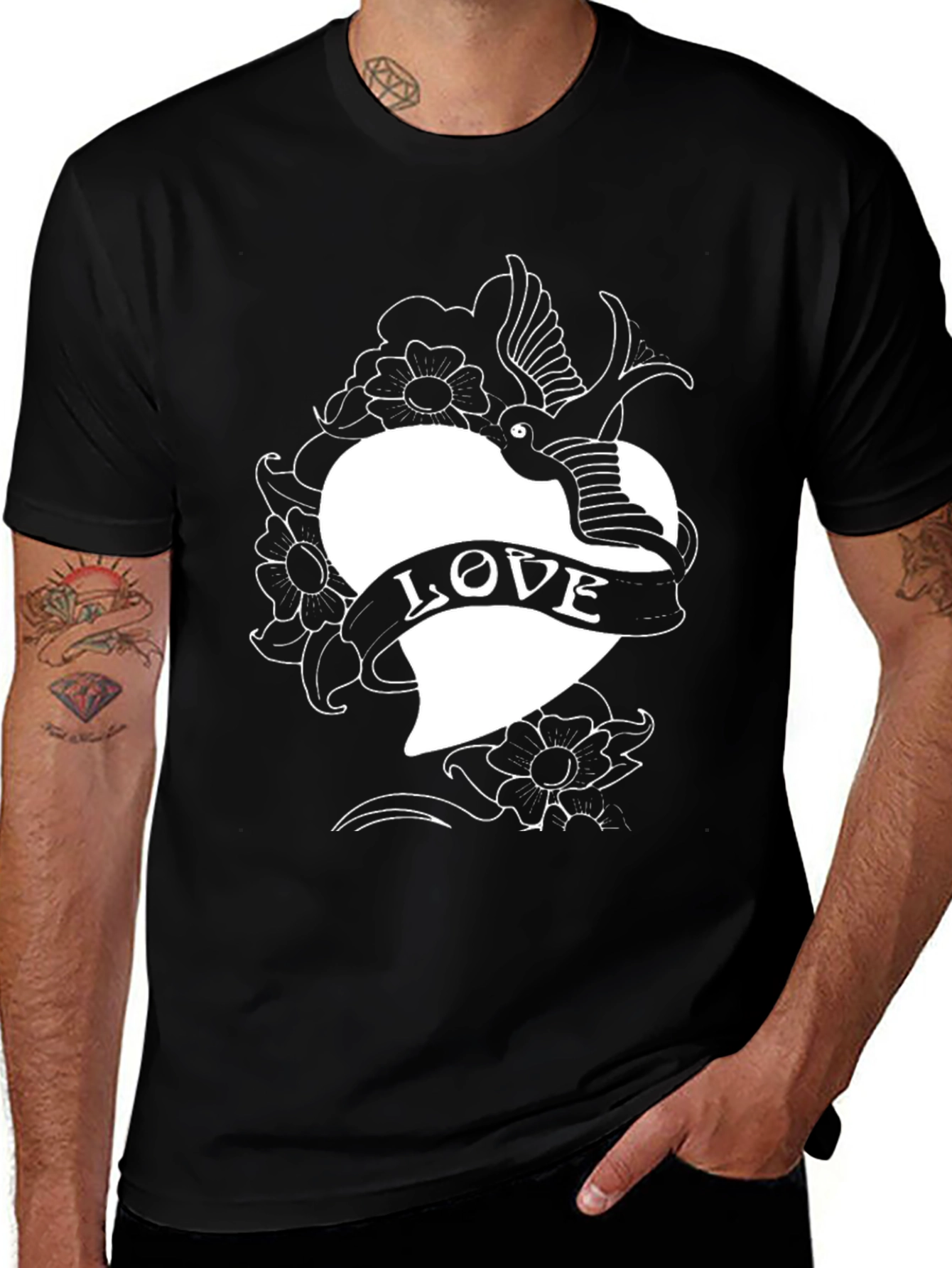 Variant 25 of Love Bird Heart Tattoo Graphic Tee