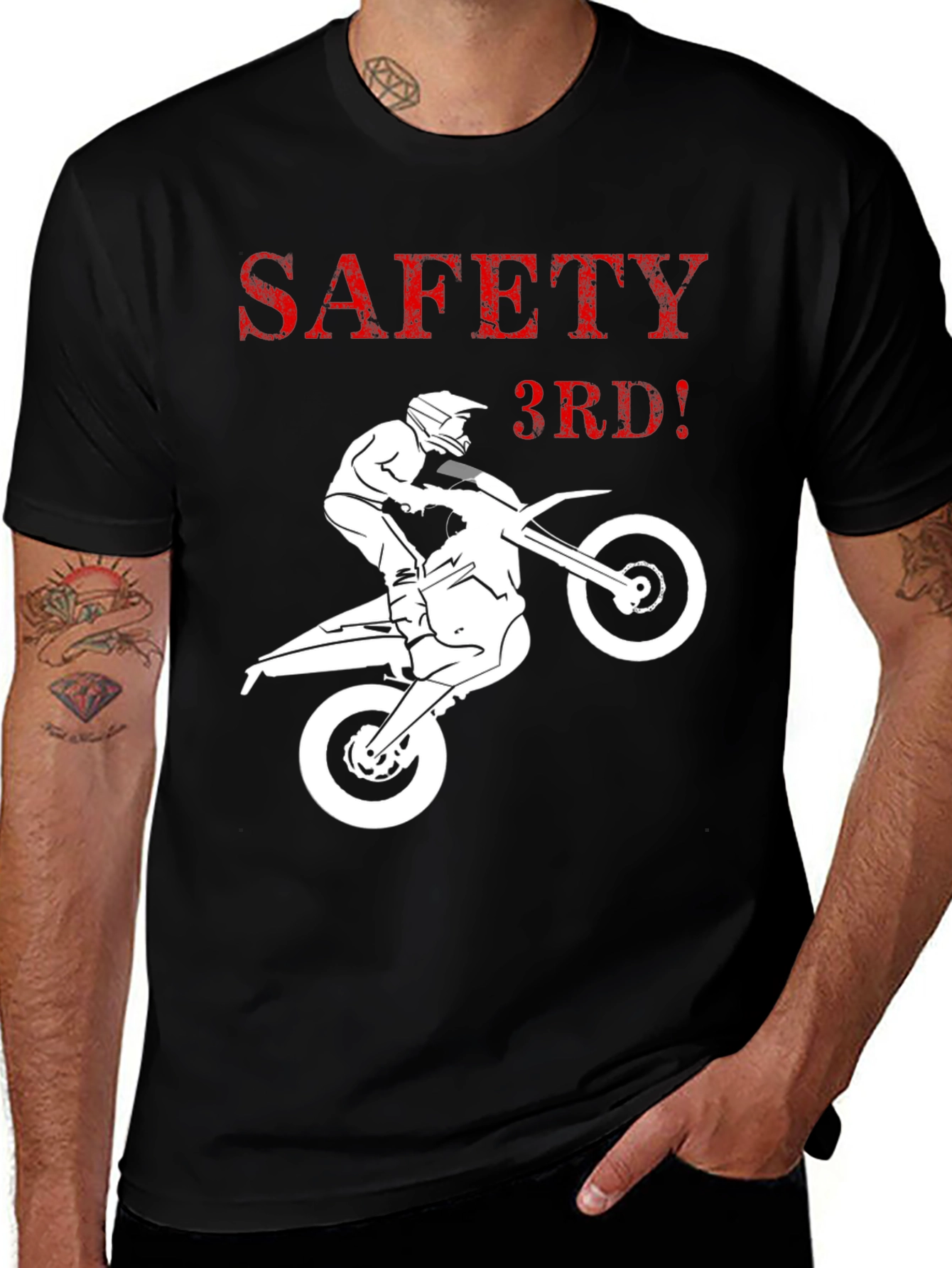 Variant 23 of Safety 3rd! Motocross T-Shirt - Rider Graphic Tee