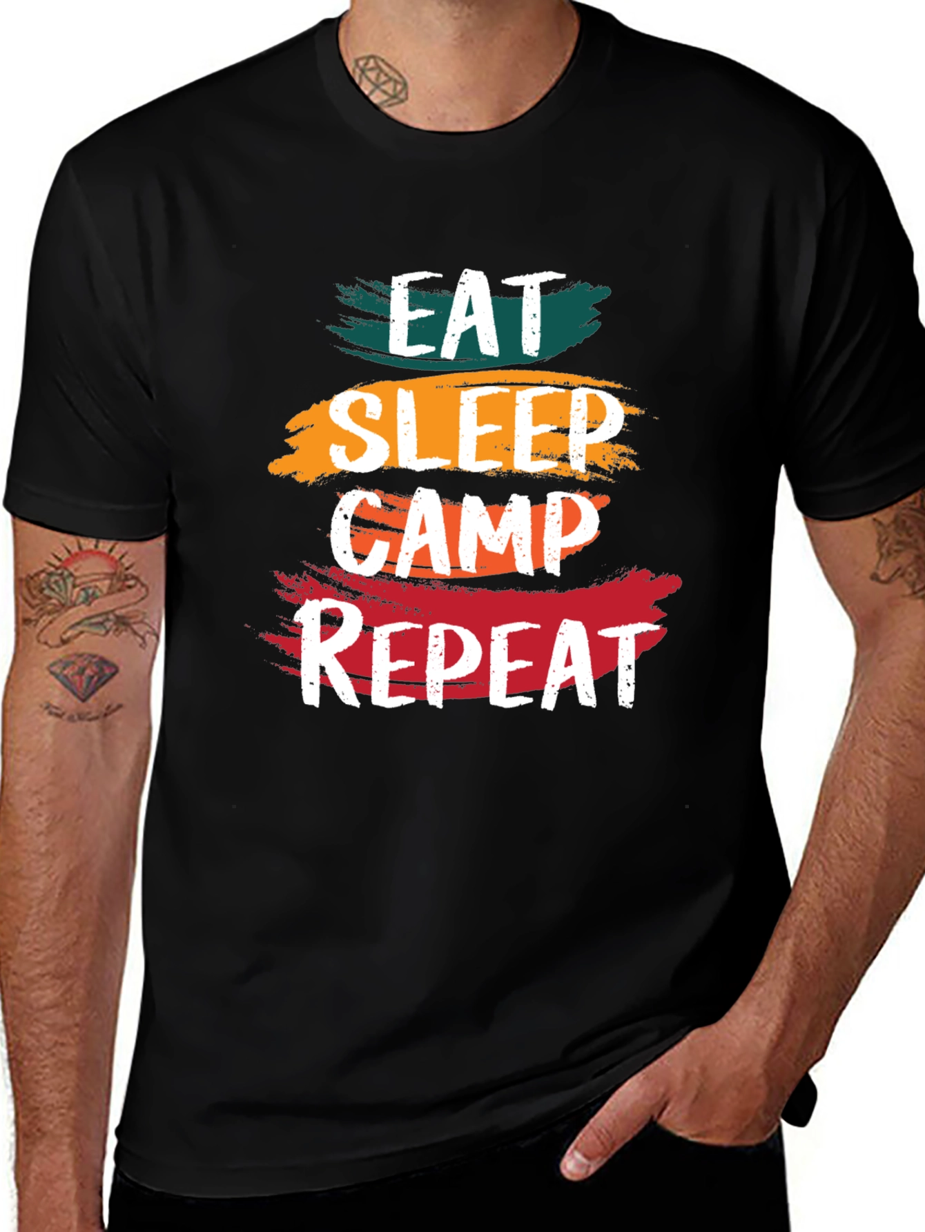 Variant 13 of Eat Sleep Camp Repeat T-Shirt - Camping Adventure Tee