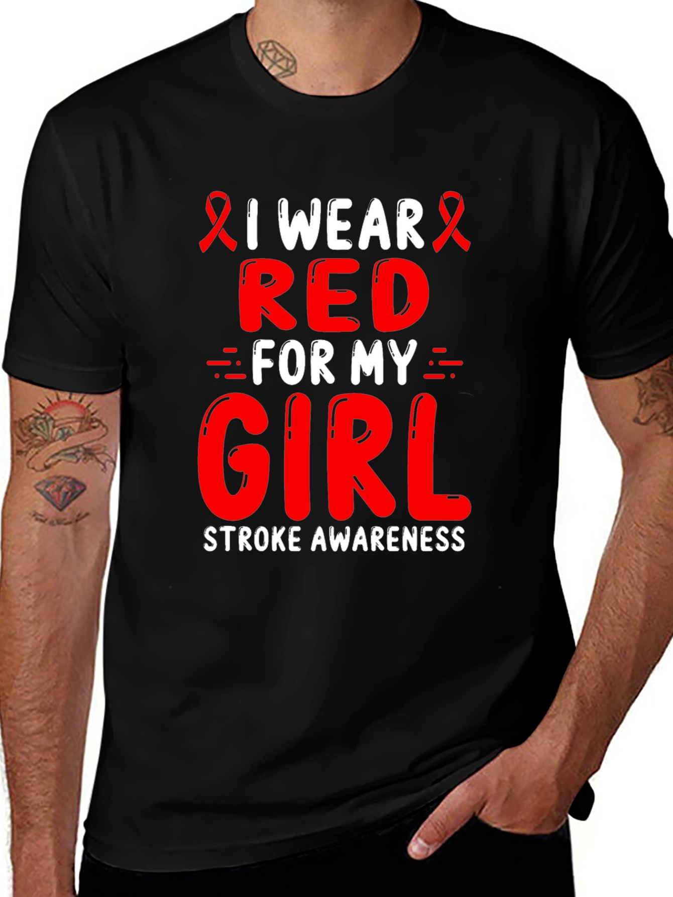 Variant 27 of I Wear Red For My Girl Stroke Awareness T-Shirt