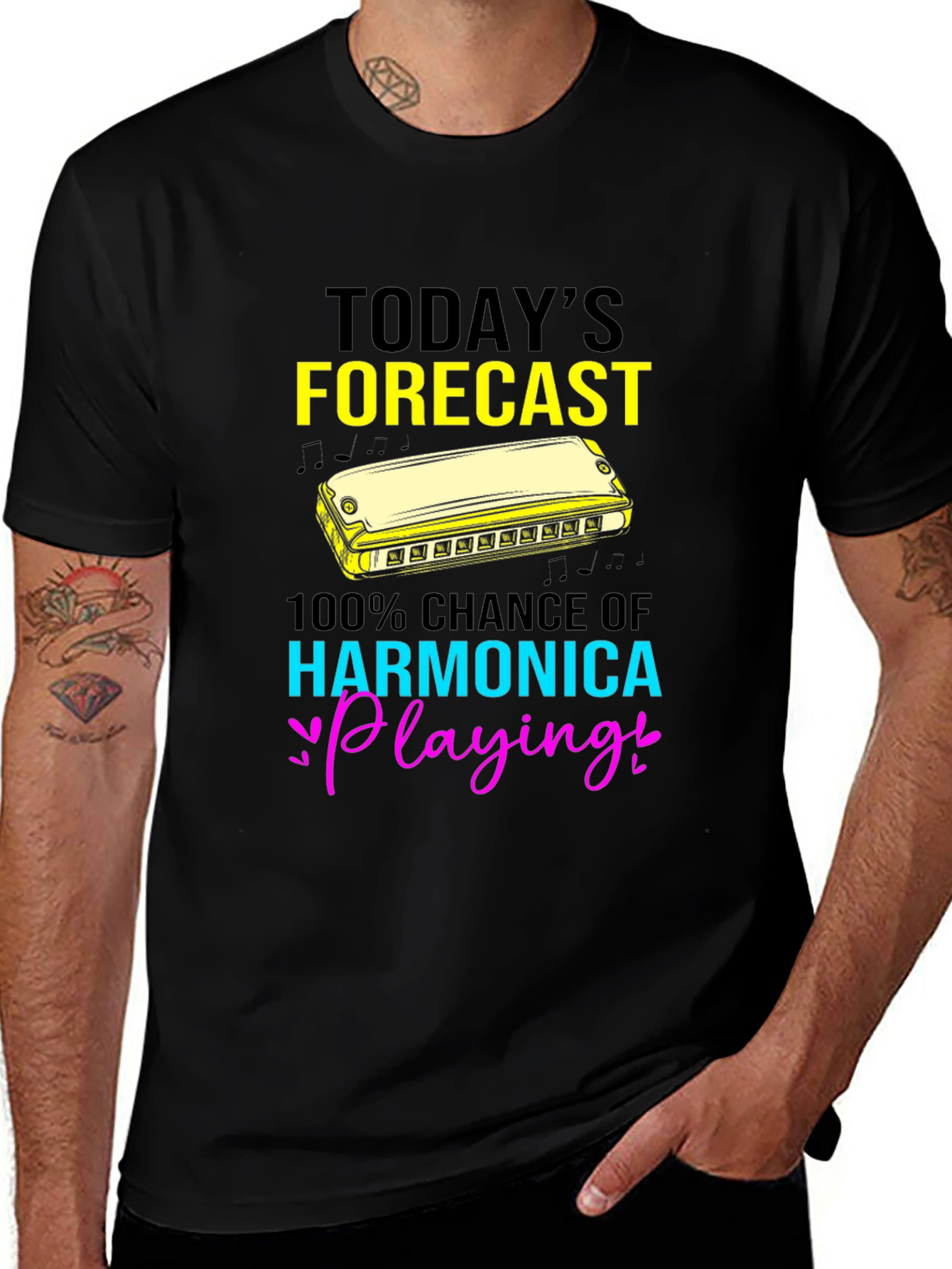 Variant 4 of Harmonica Playing Forecast T-Shirt
