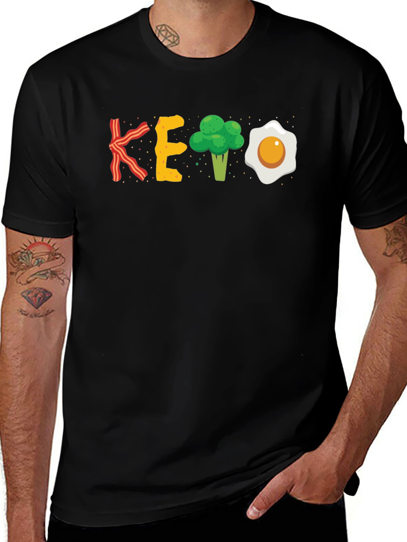 Keto Diet T-Shirt: Bacon, Eggs, Broccoli Funny Shirt