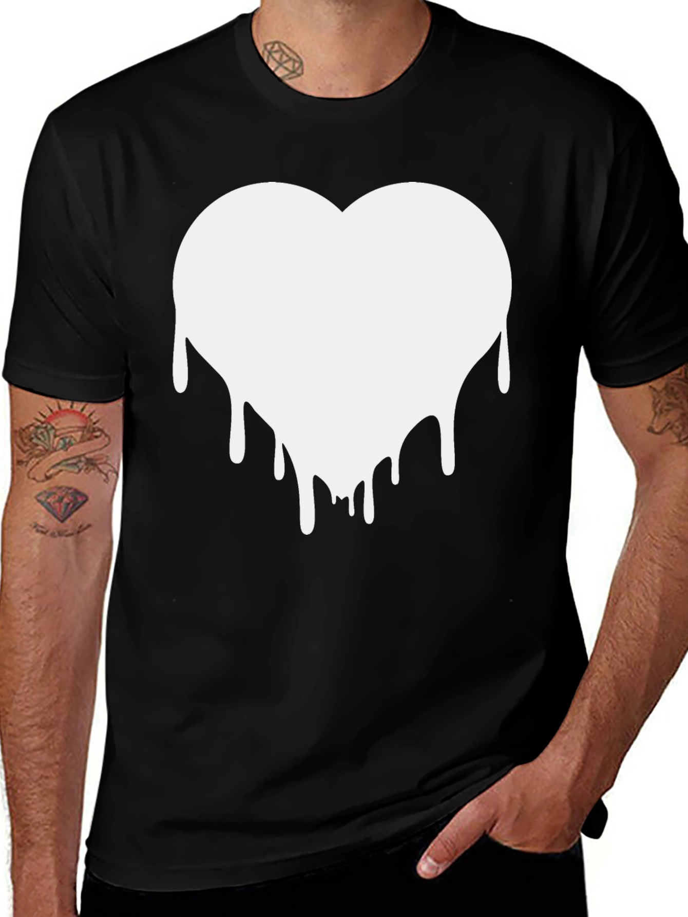 Variant 23 of Dripping Heart Graphic Tee - Black