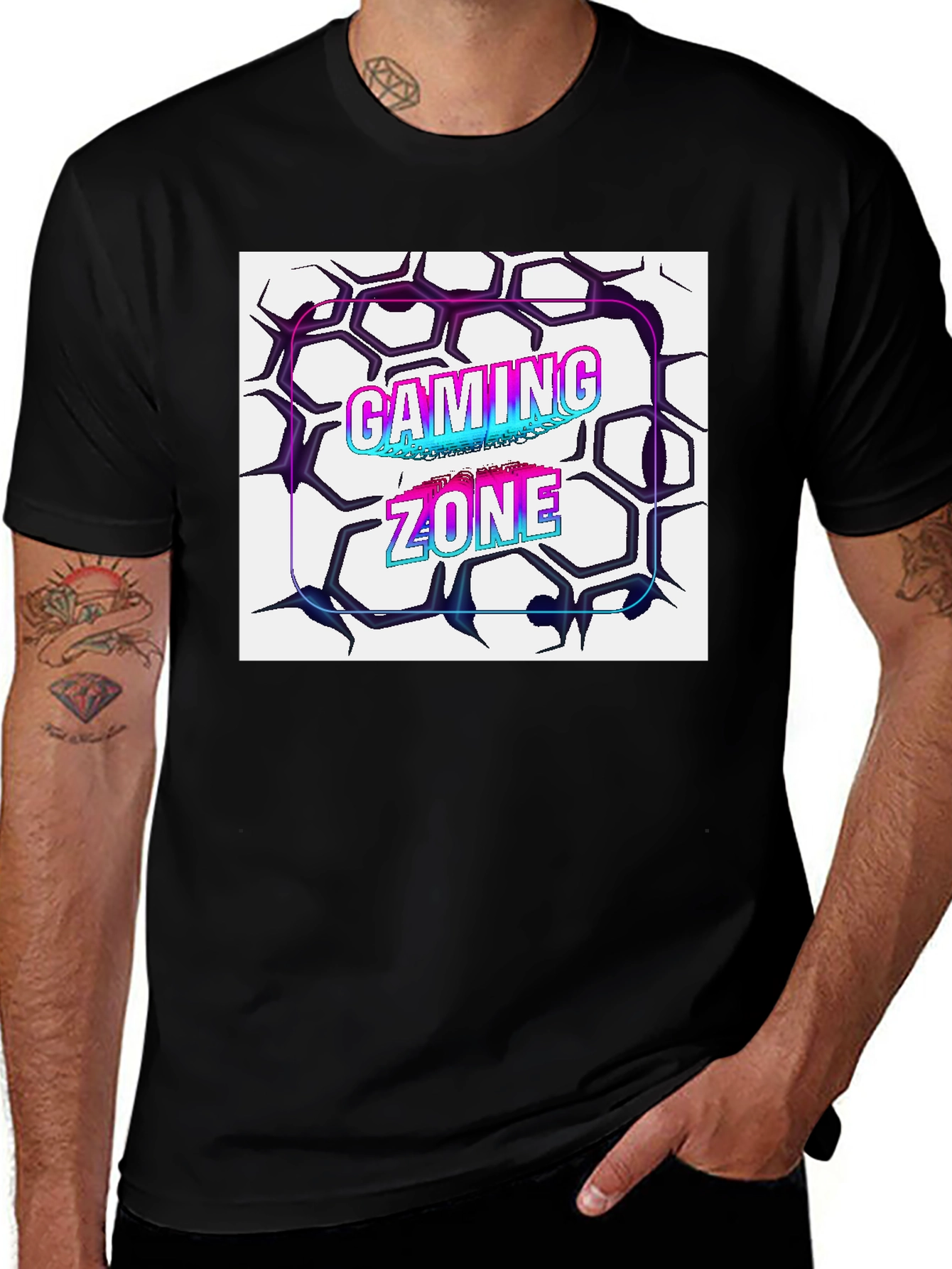 Variant 3 of Gaming Zone Graphic Tee - Black Cotton Blend