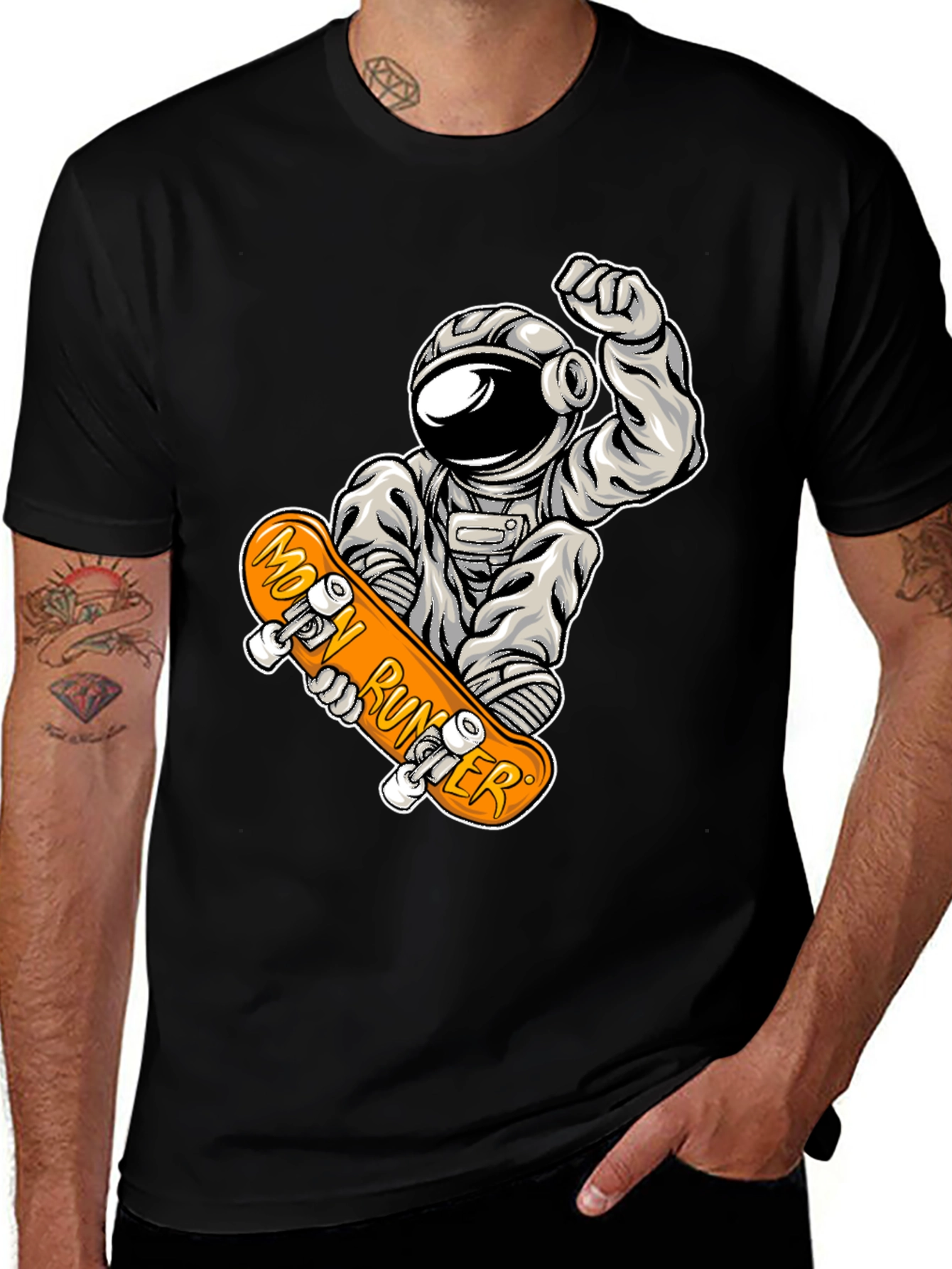 Variant 10 of Moon Runner Astronaut Skateboard Graphic Tee