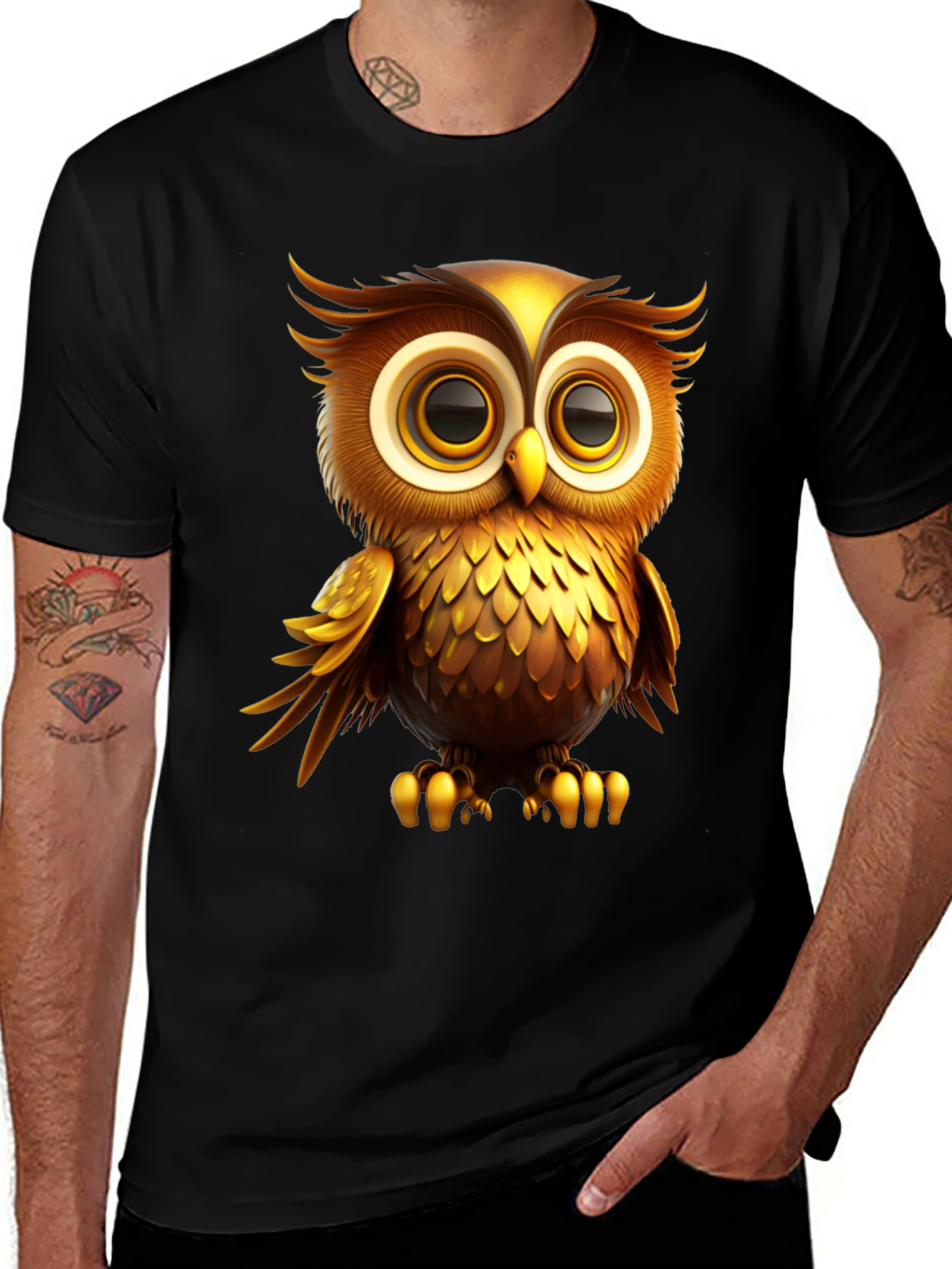Variant 15 of Golden Owl Graphic Tee - Unique Design