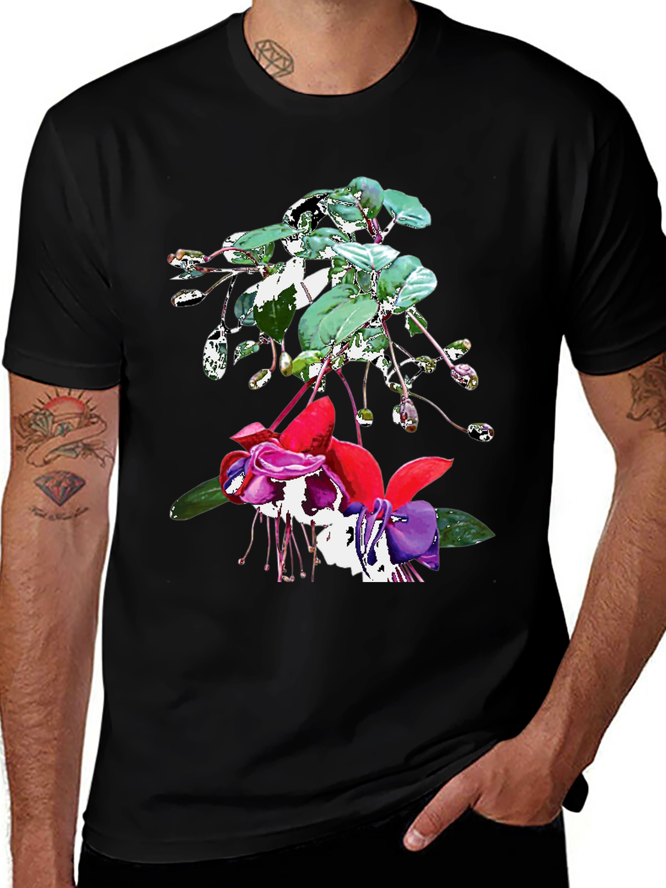 Floral Print Black T-Shirt