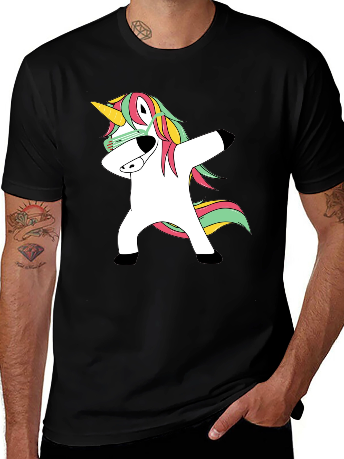 Variant 13 of Dabbing Unicorn Graphic Tee - Fun & Stylish Black T-Shirt