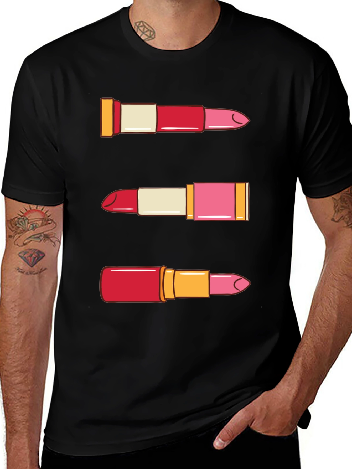Variant 25 of Lipstick Pattern T-Shirt - Beauty Fashion Tee