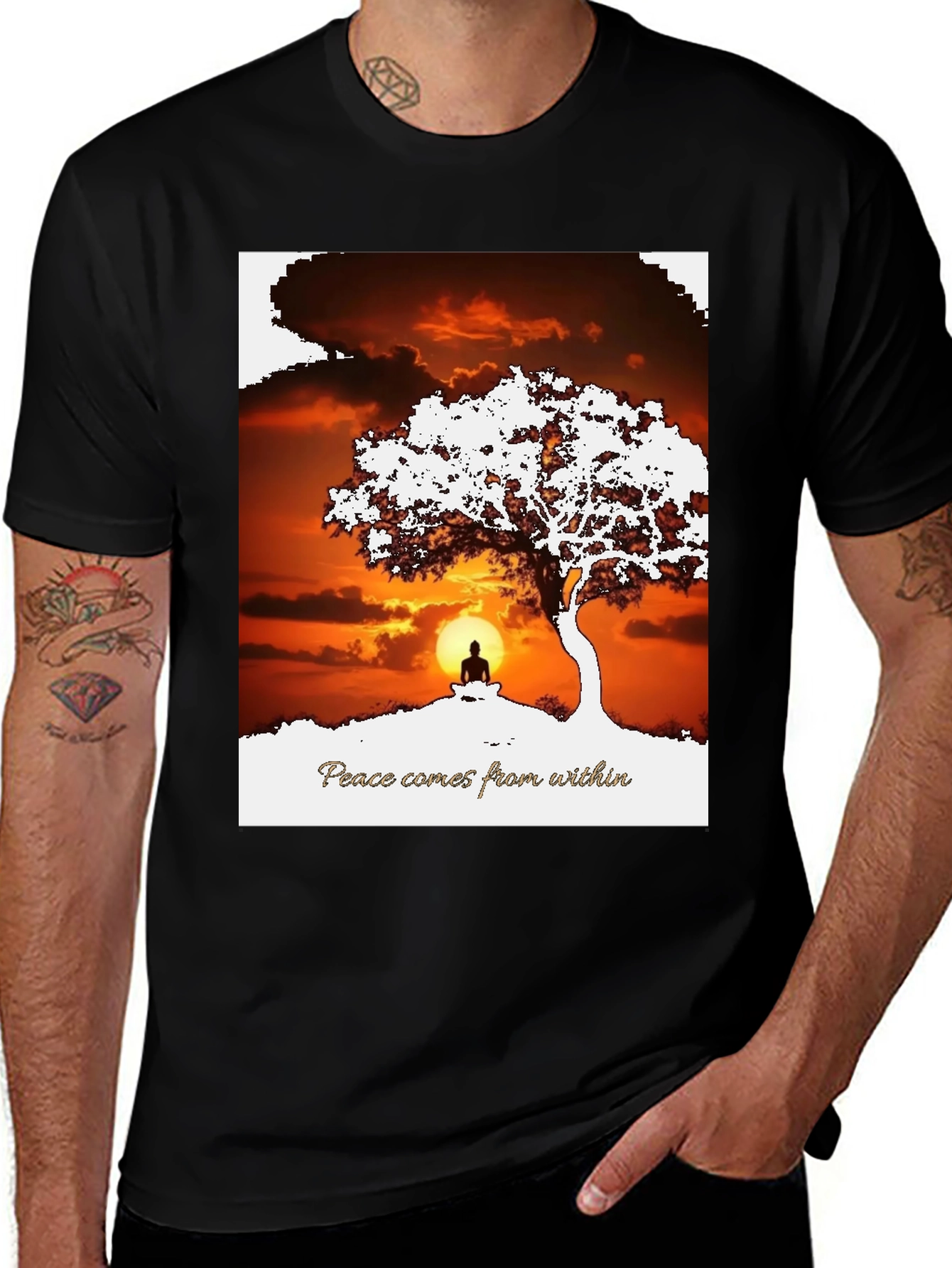 Variant 19 of Peace Within T-Shirt - Sunset & Silhouette Design