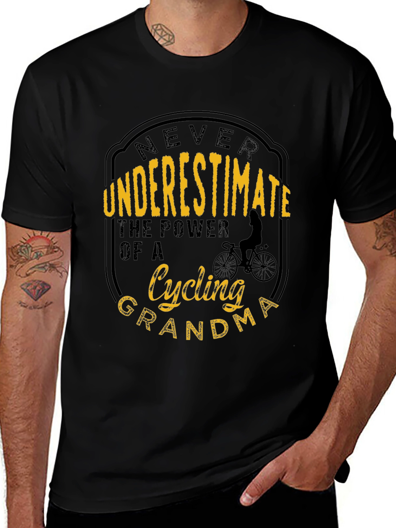 Variant 8 of Cycling Grandma Graphic T-Shirt - Never Underestimate!