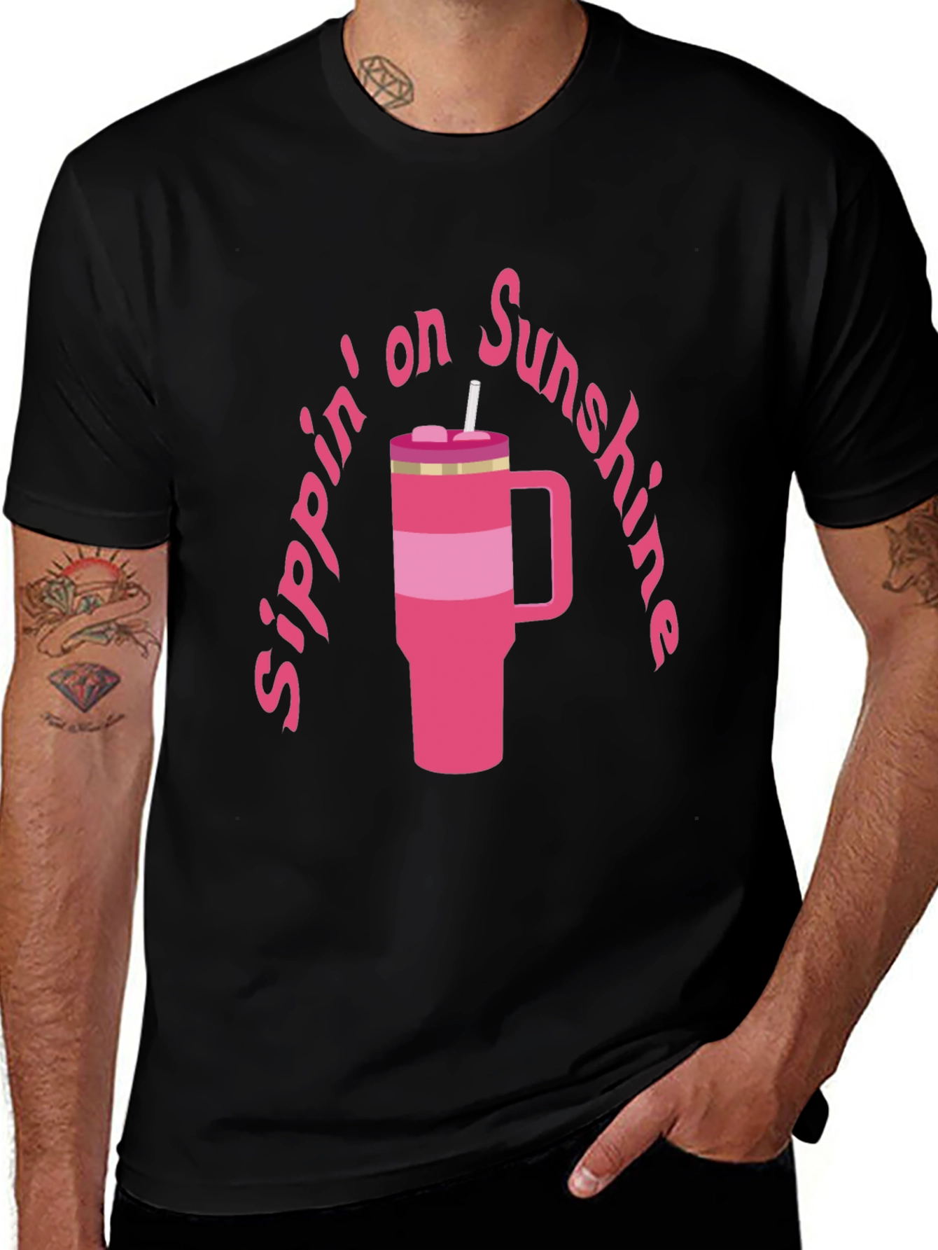 Variant 4 of Sippin' on Sunshine T-Shirt, Pink Tumbler Graphic