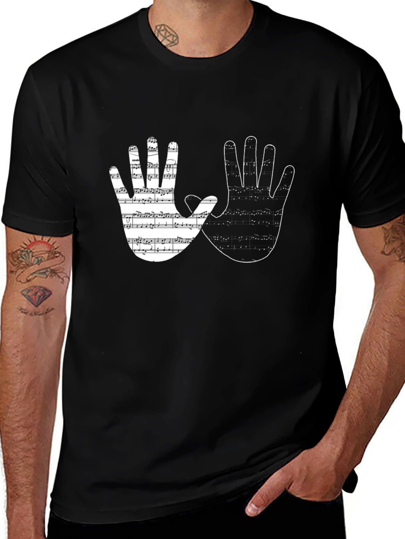 Variant 28 of Musical Hands Graphic Black T-Shirt