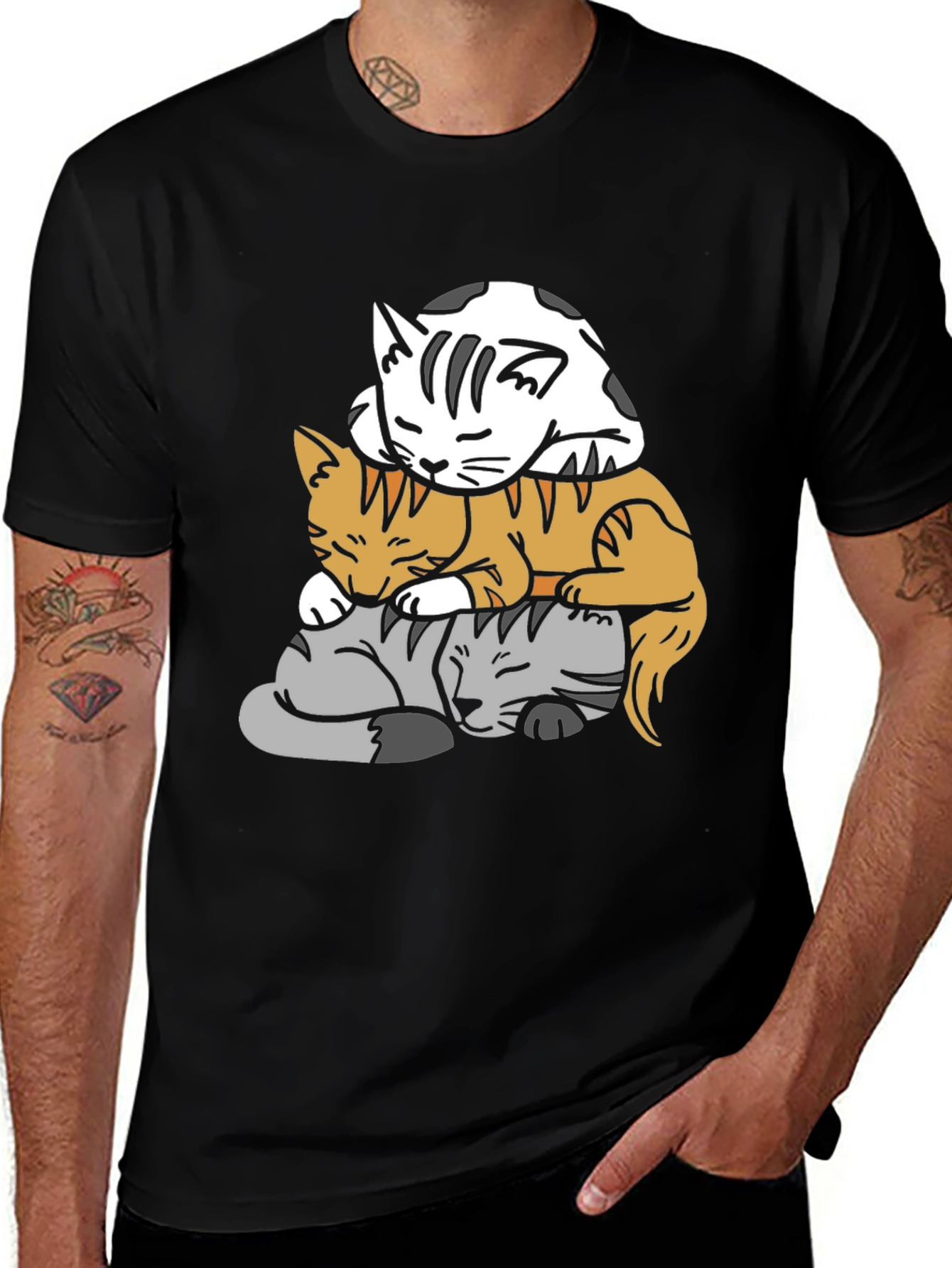 Variant 6 of Stacked Cats Graphic Tee - Soft & Comfy!