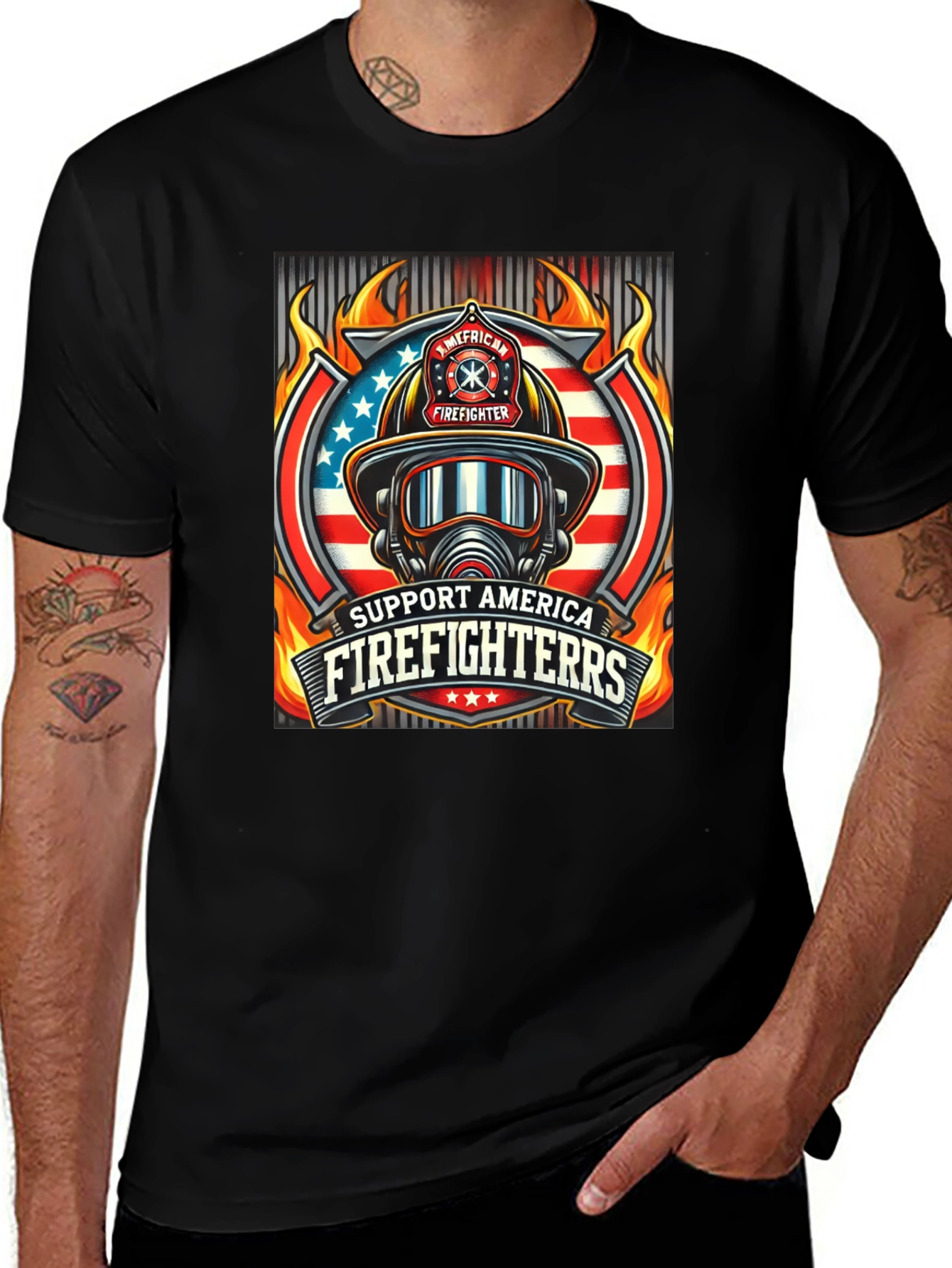 Variant 28 of Support American Firefighters T-Shirt
