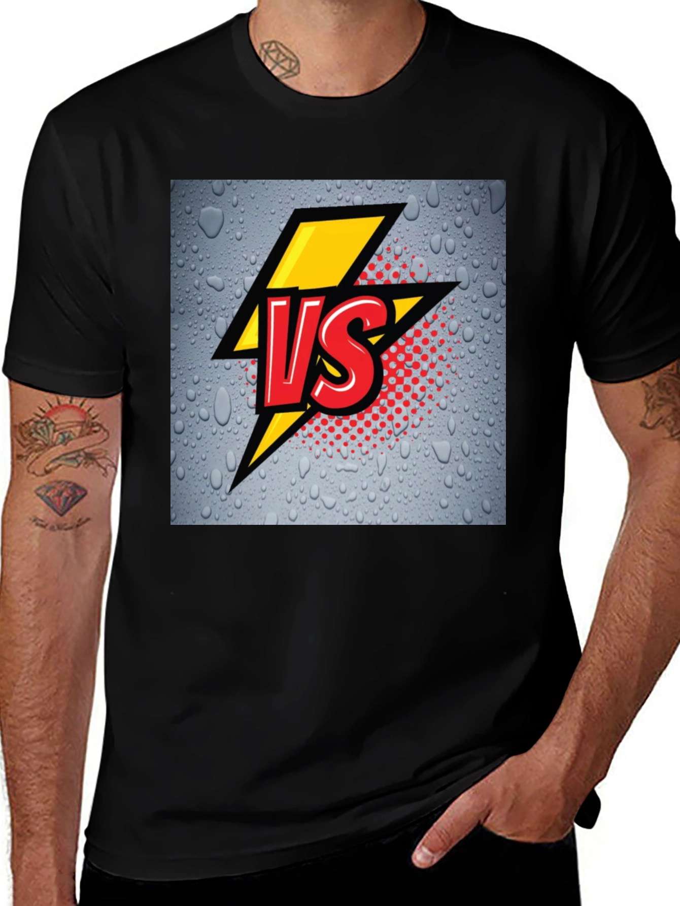 Variant 12 of VS Lightning Bolt Graphic Print Black T-Shirt