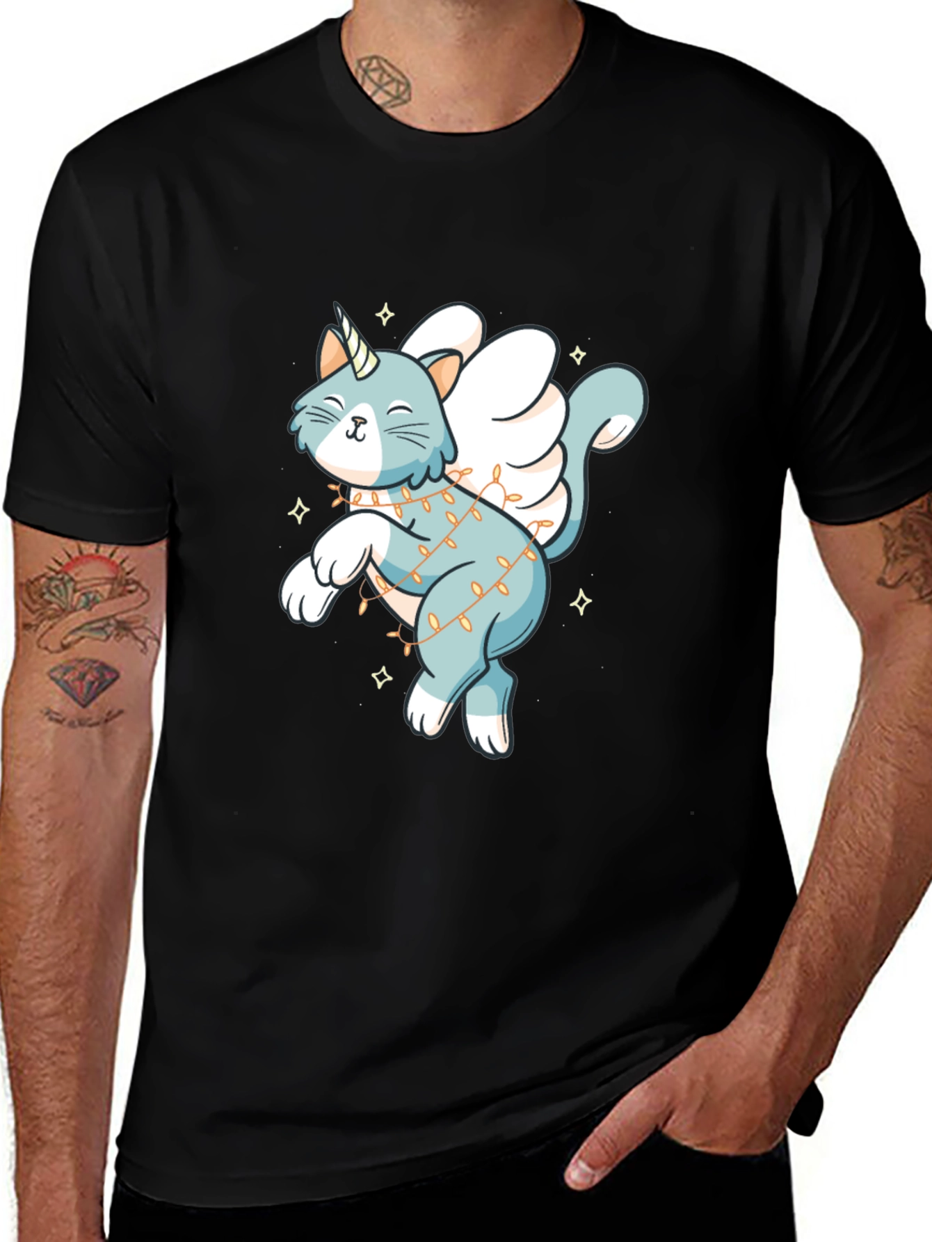 Variant 10 of Unicorn Cat T-Shirt - Winged Feline Tee