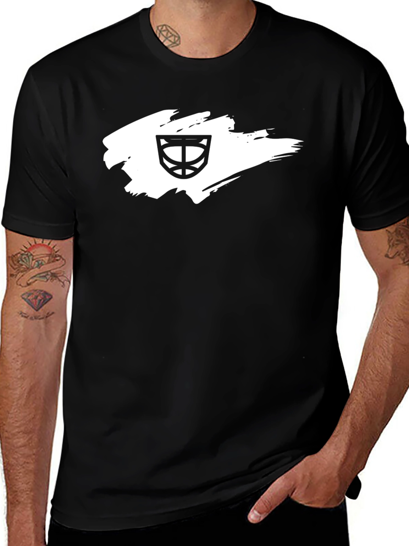 Variant 12 of Men's Black T-Shirt with Basketball Hoop Graphic