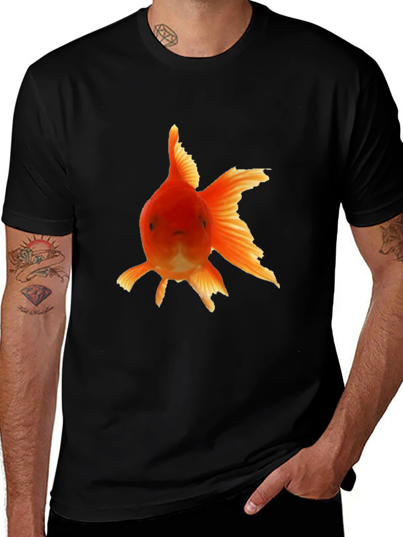 Variant 28 of Goldfish Graphic Tee - Black Cotton Shirt