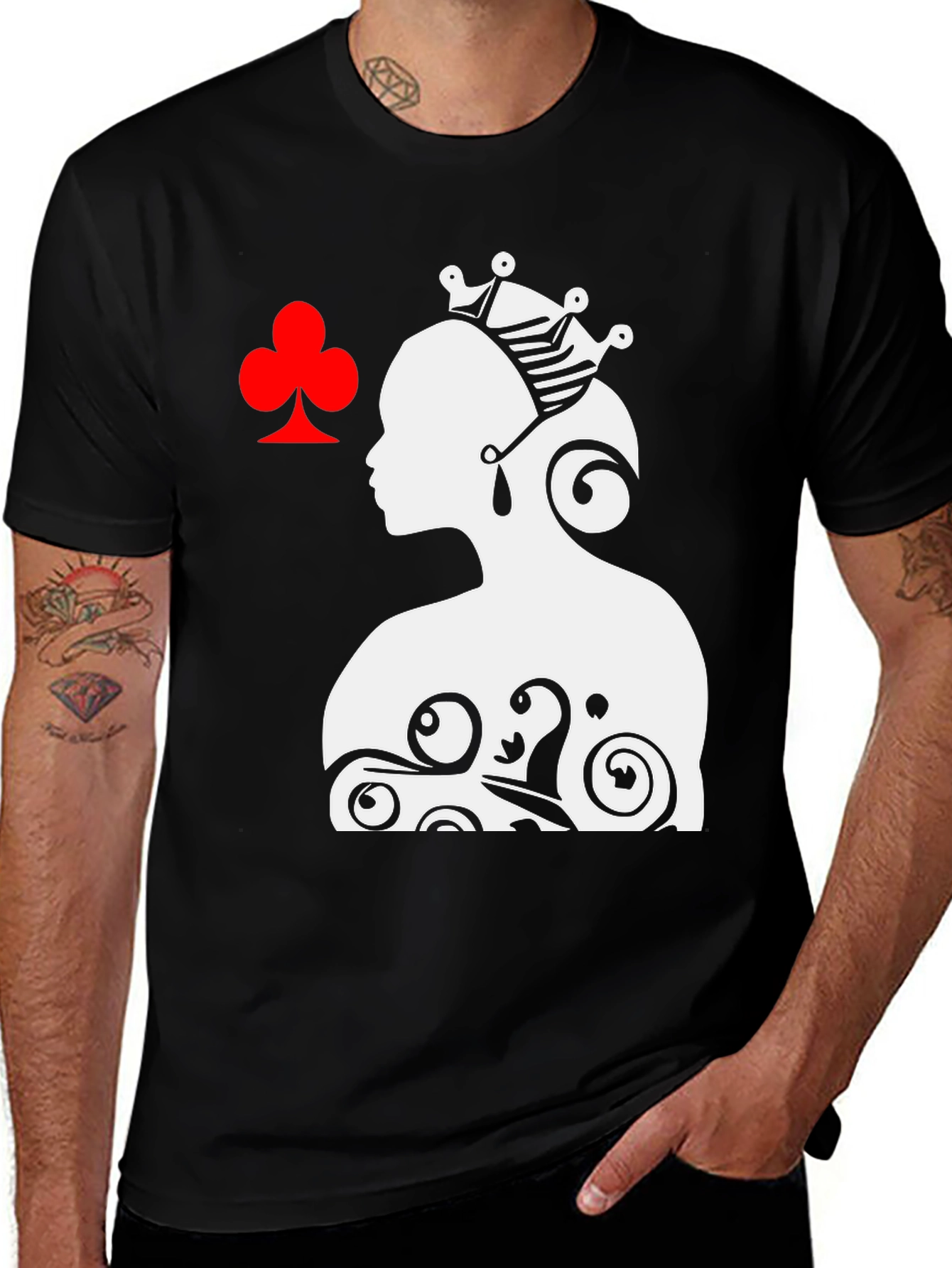Variant 9 of Queen of Clubs Graphic Tee - Black
