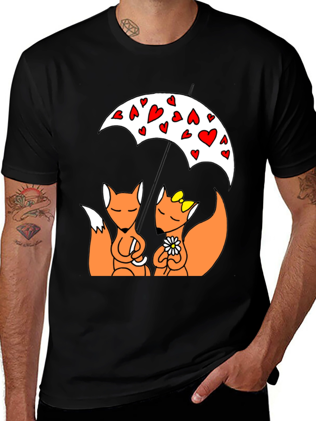 Variant 3 of Foxes in Love T-Shirt - Cute Cartoon Design