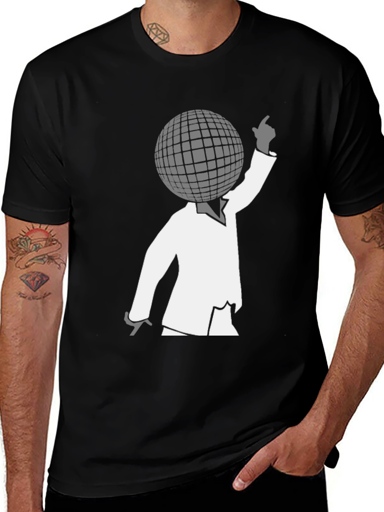 Variant 27 of Disco Ball Head Graphic Tee - Unique Retro Style