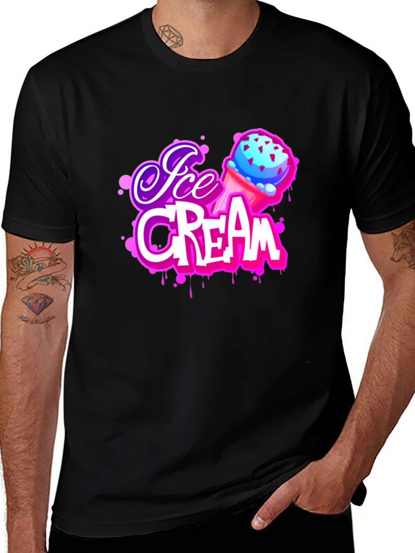 Ice Cream Graphic Black T-Shirt