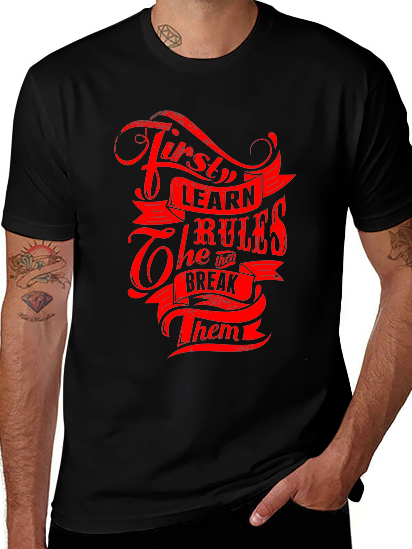 Variant 19 of First Learn The Rules Black Graphic T-Shirt