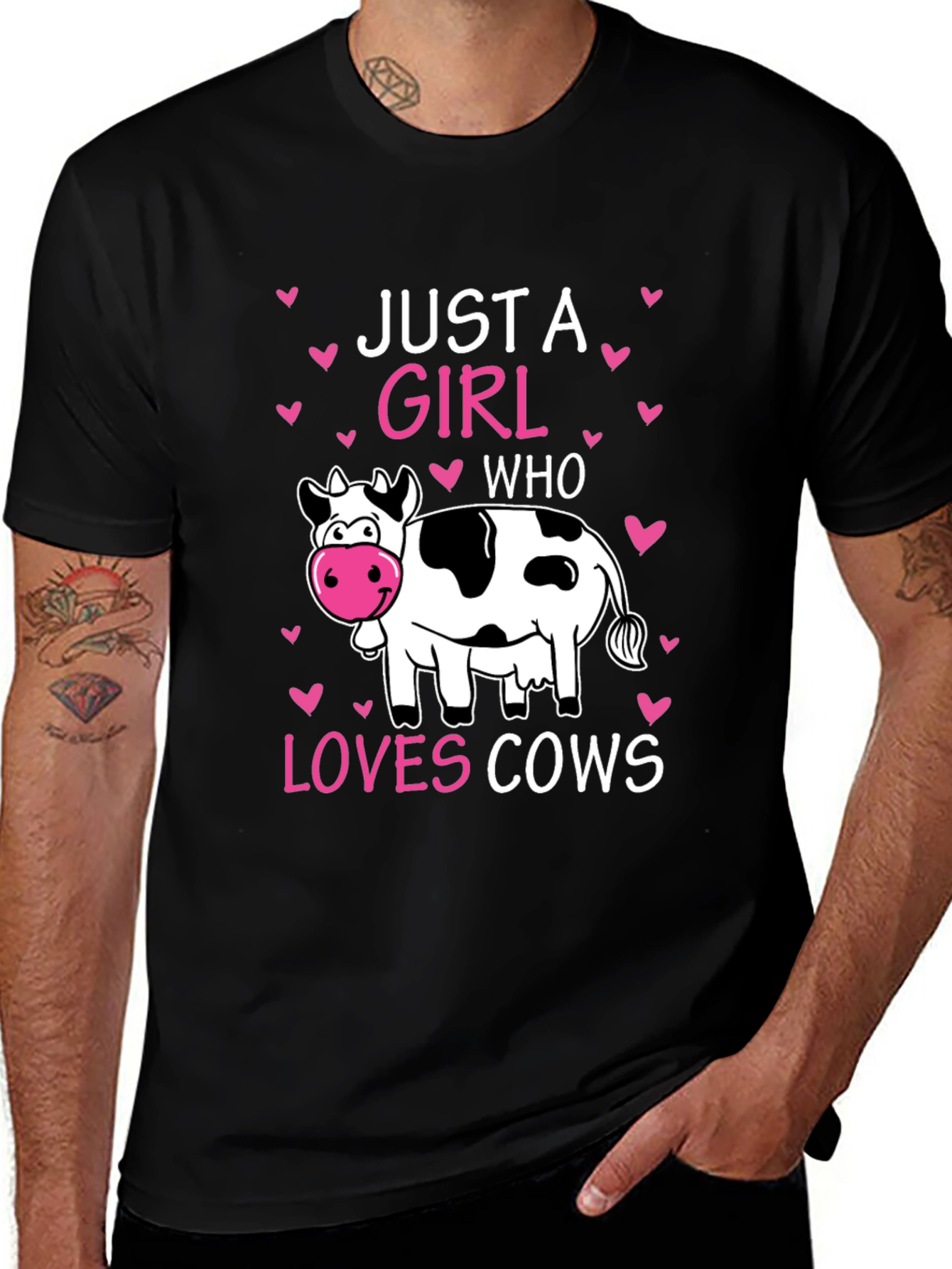 Variant 10 of Just A Girl Who Loves Cows Black T-Shirt