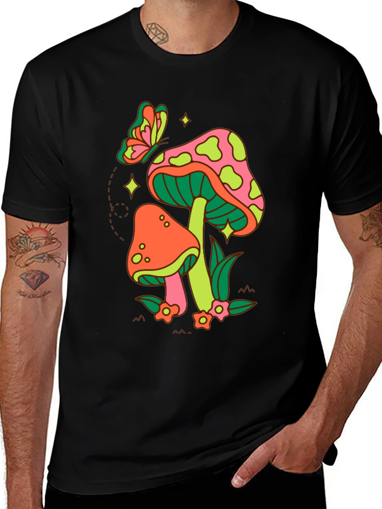 Variant 20 of Groovy Mushroom & Butterfly Graphic Tee