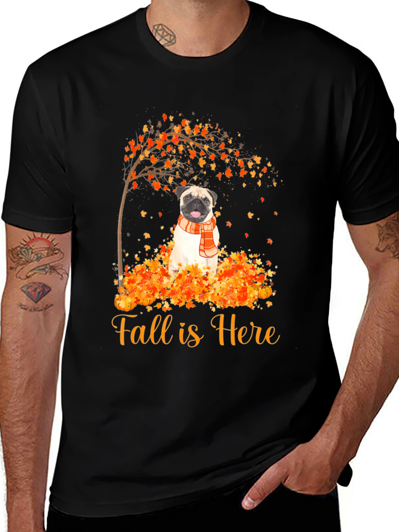 Fall Pug T-Shirt - Autumn Dog Tee