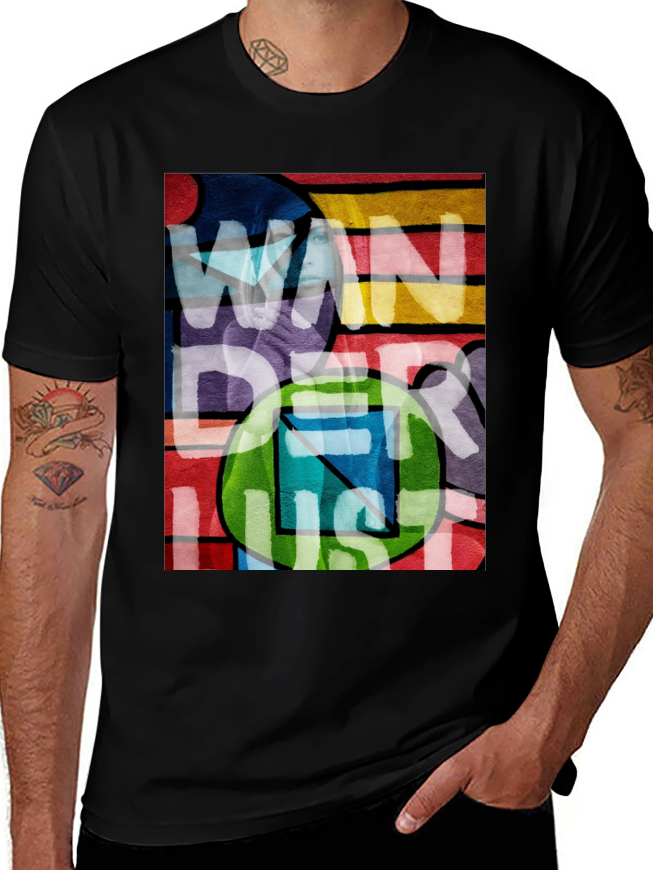 Variant 16 of Wanderlust Graphic Tee - Black Cotton Blend