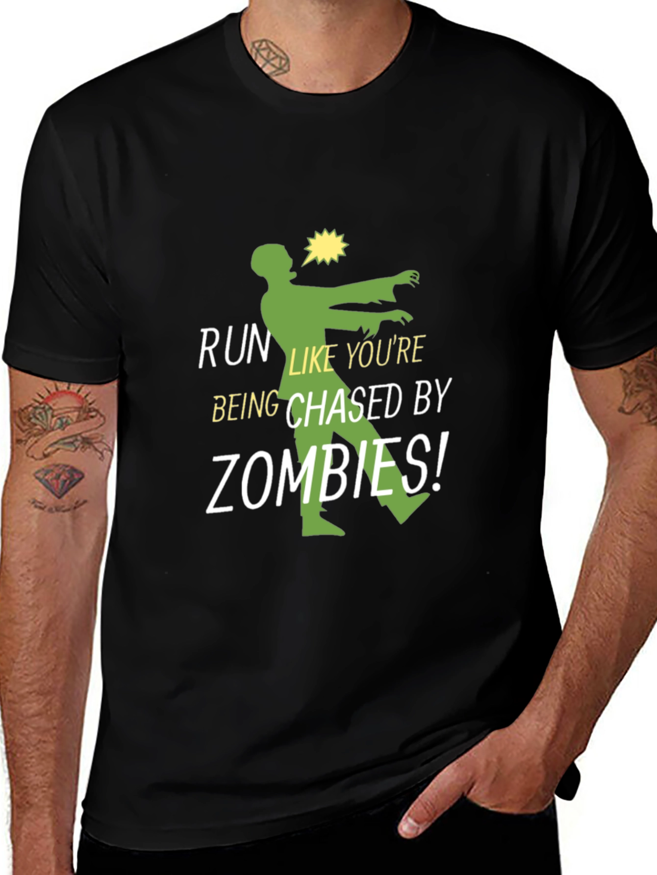 Variant 9 of Run From Zombies Graphic T-Shirt - Black